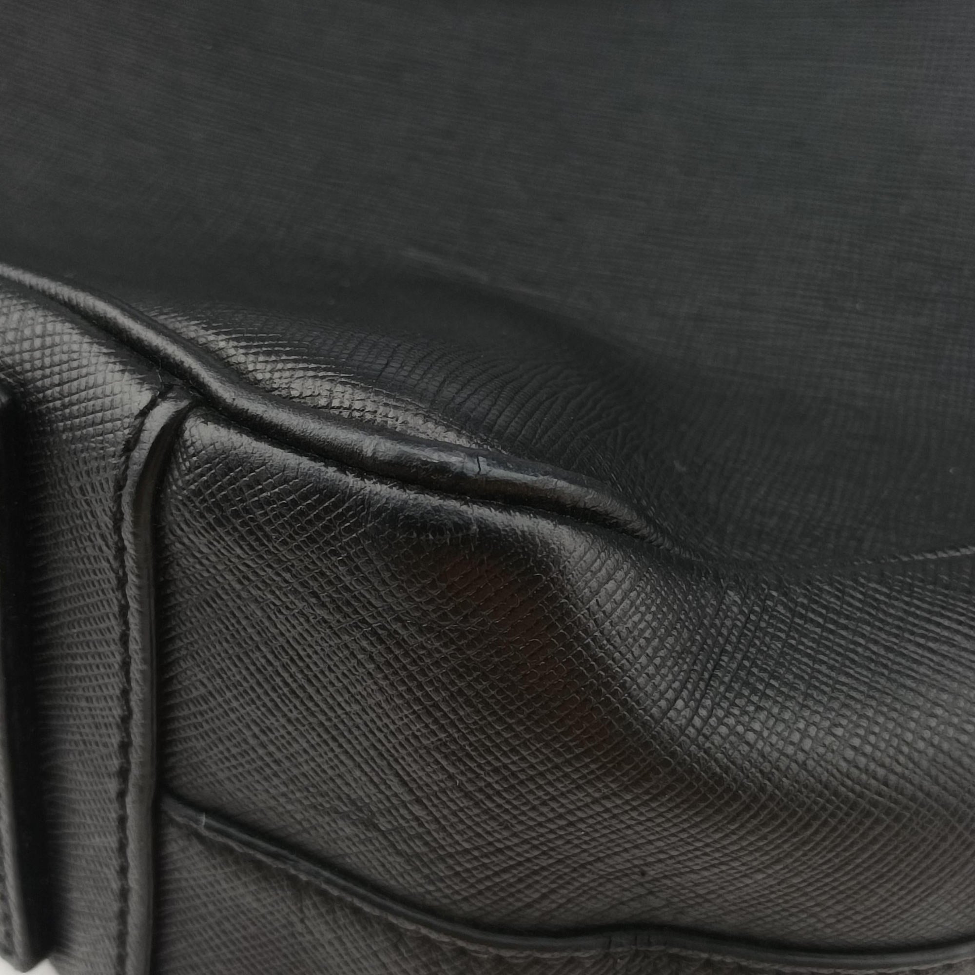 Pre-owned Prada business bag briefcase Black SAFFIANO Leather 2VE363 handbag | stylenewstar