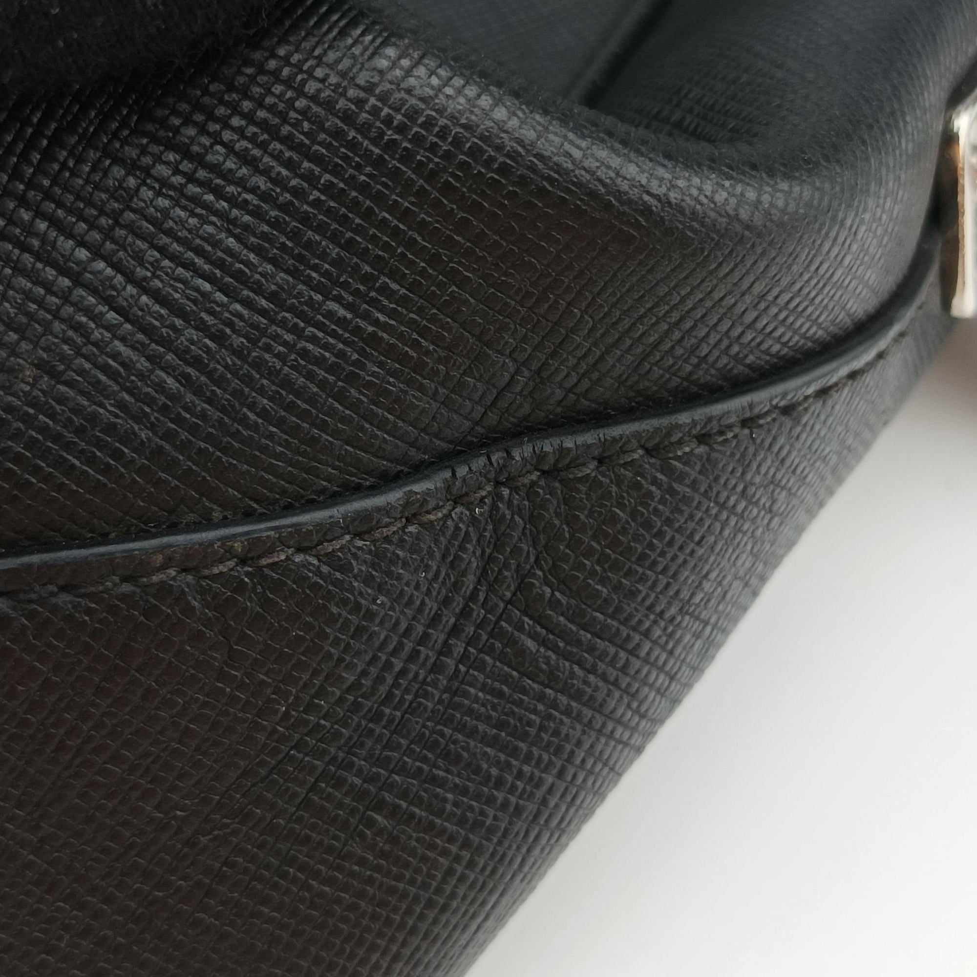 Pre-owned Prada business bag briefcase Black SAFFIANO Leather 2VE363 handbag | stylenewstar