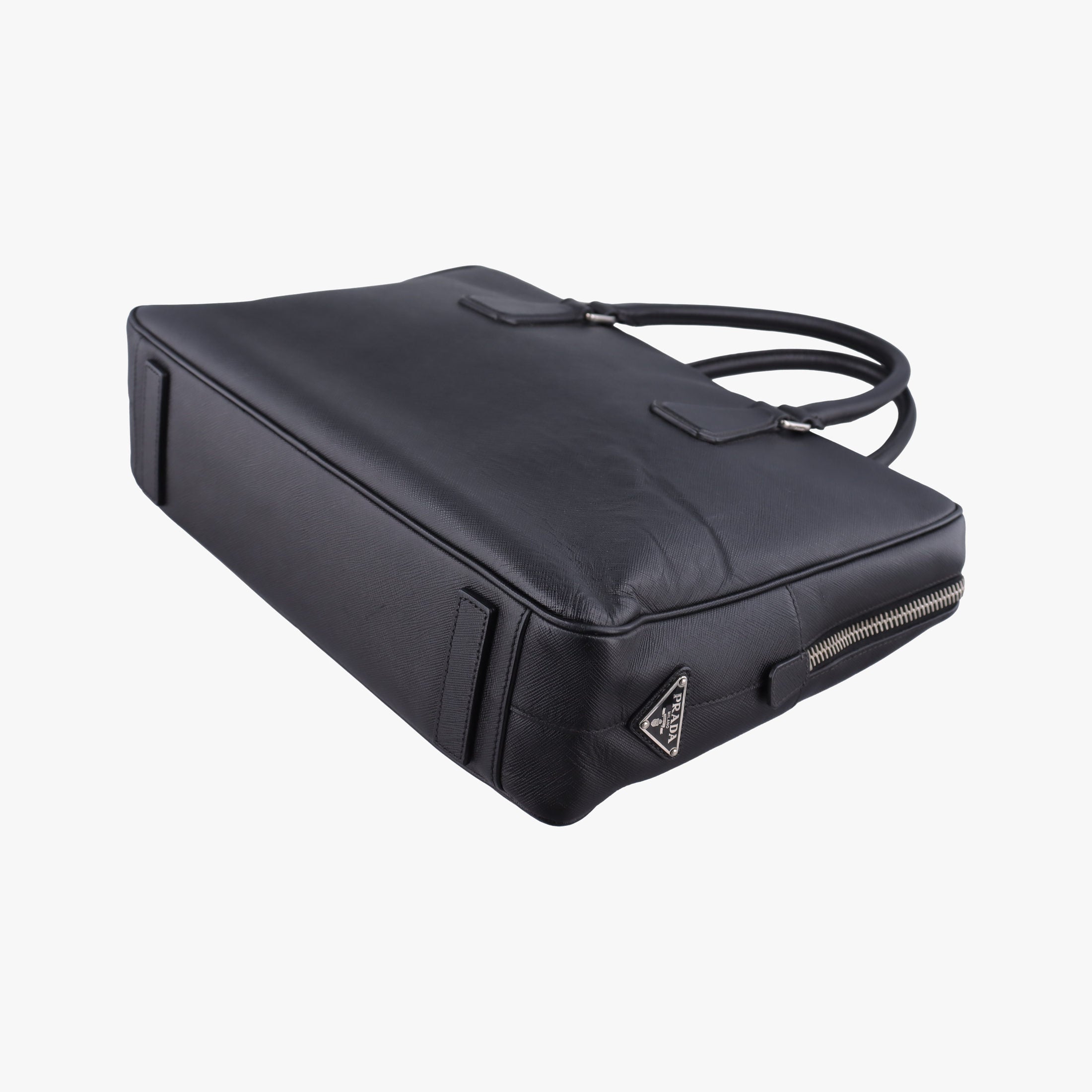 Pre-owned Prada business bag briefcase Black SAFFIANO Leather 2VE363 handbag | stylenewstar