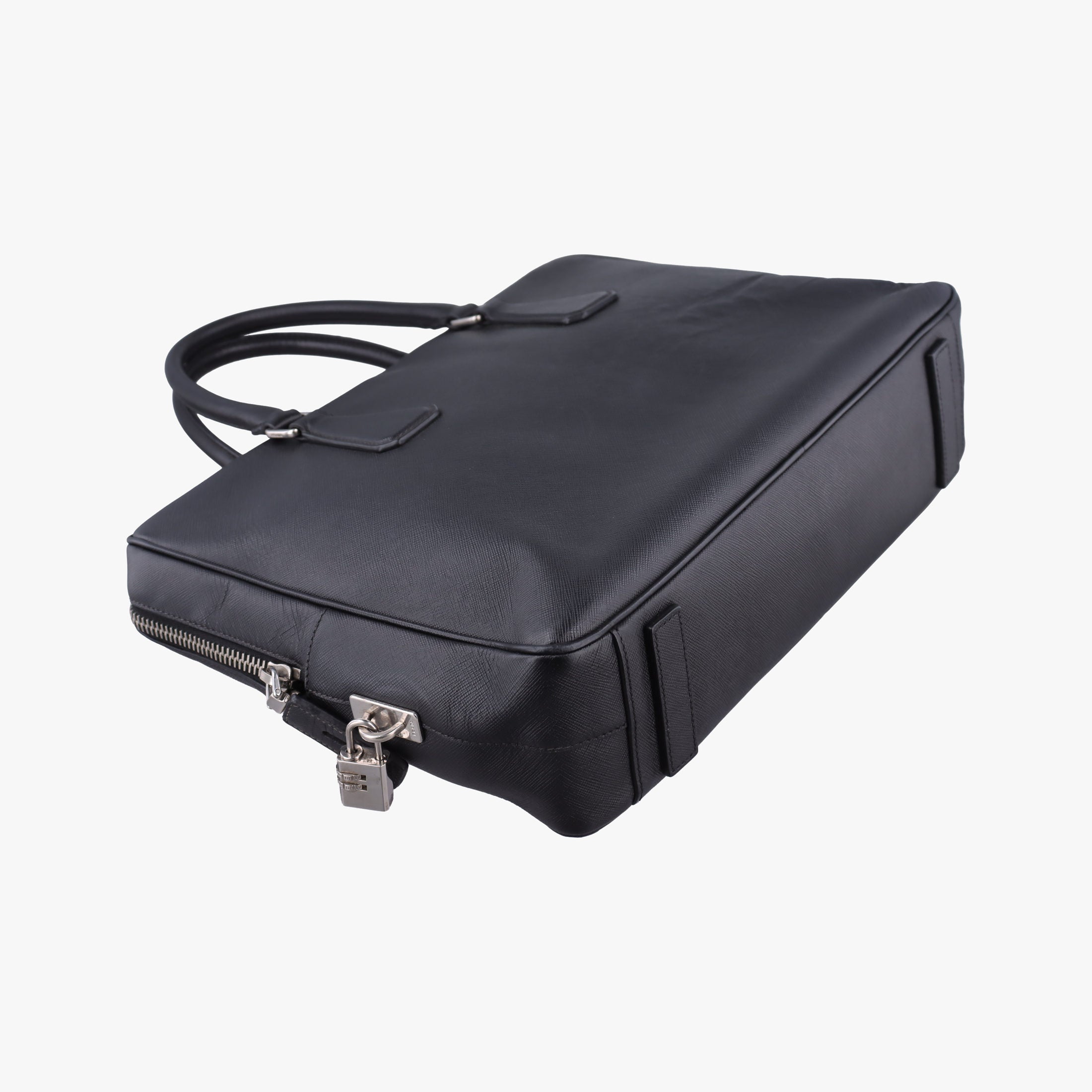 Pre-owned Prada business bag briefcase Black SAFFIANO Leather 2VE363 handbag | stylenewstar