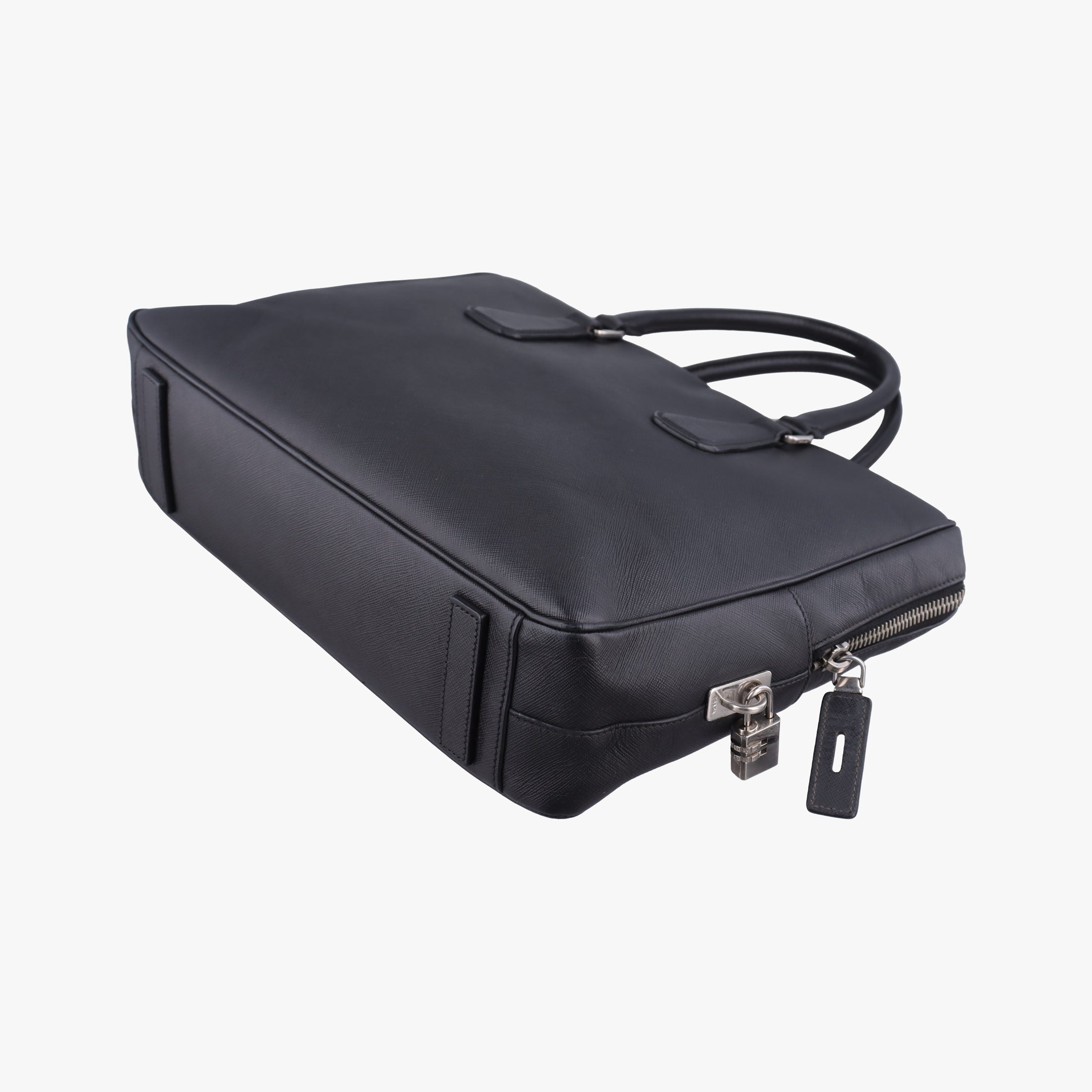 Pre-owned Prada business bag briefcase Black SAFFIANO Leather 2VE363 handbag | stylenewstar