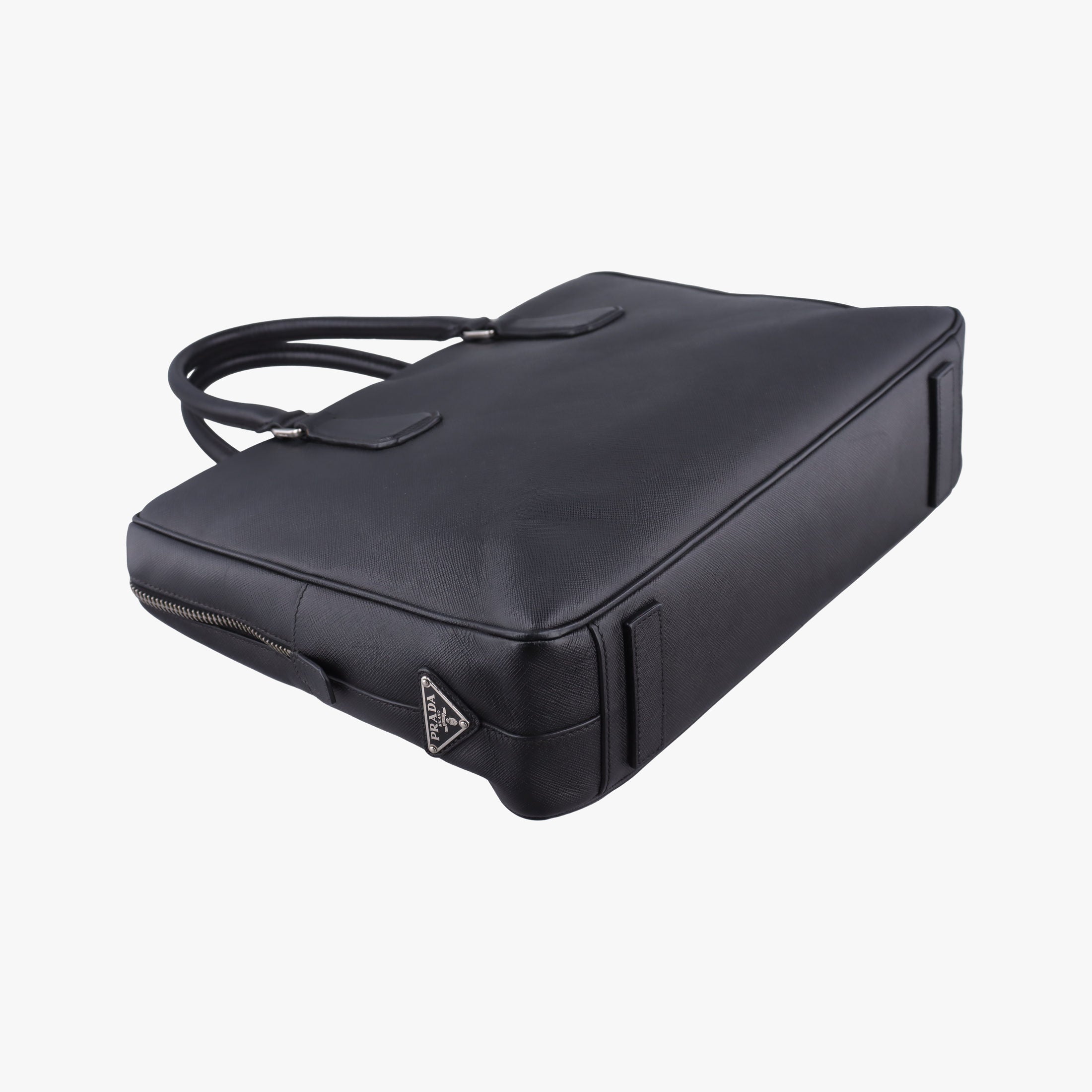 Pre-owned Prada business bag briefcase Black SAFFIANO Leather 2VE363 handbag | stylenewstar