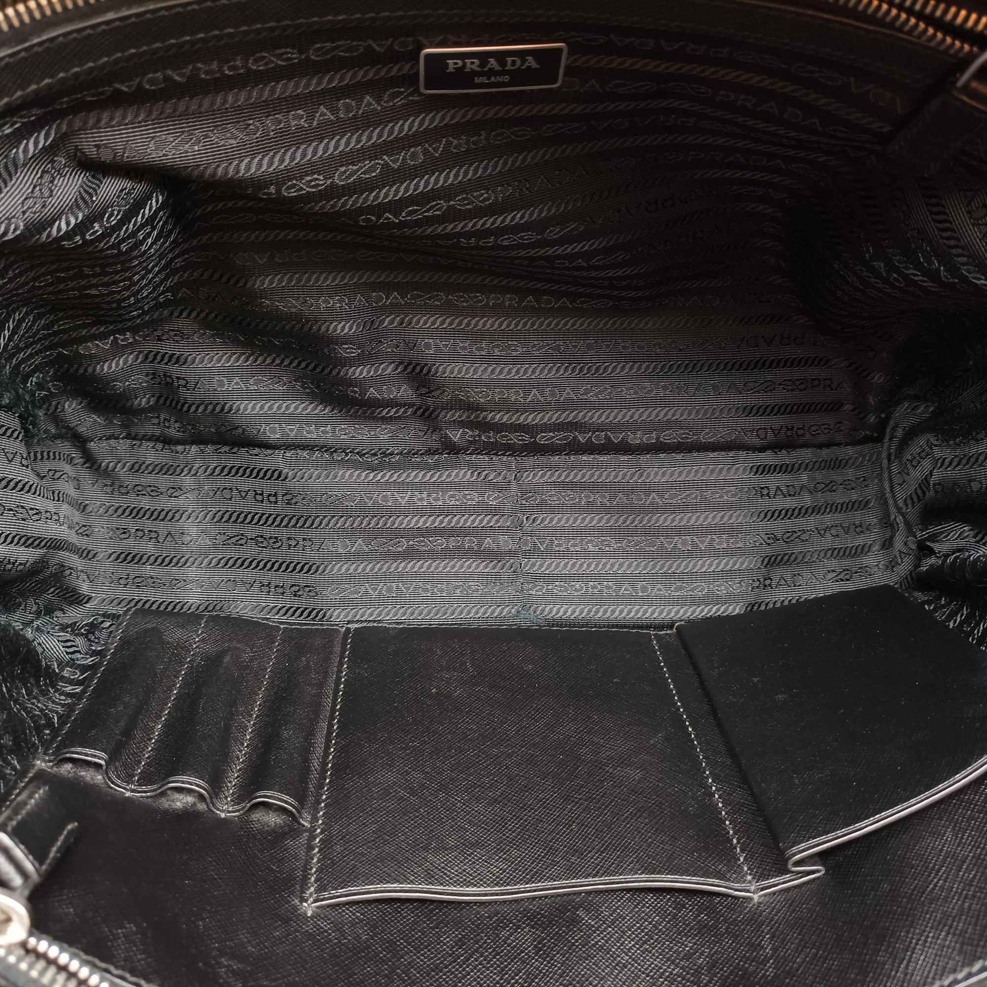 Pre-owned Prada business bag briefcase Black SAFFIANO Leather 2VE363 handbag | stylenewstar