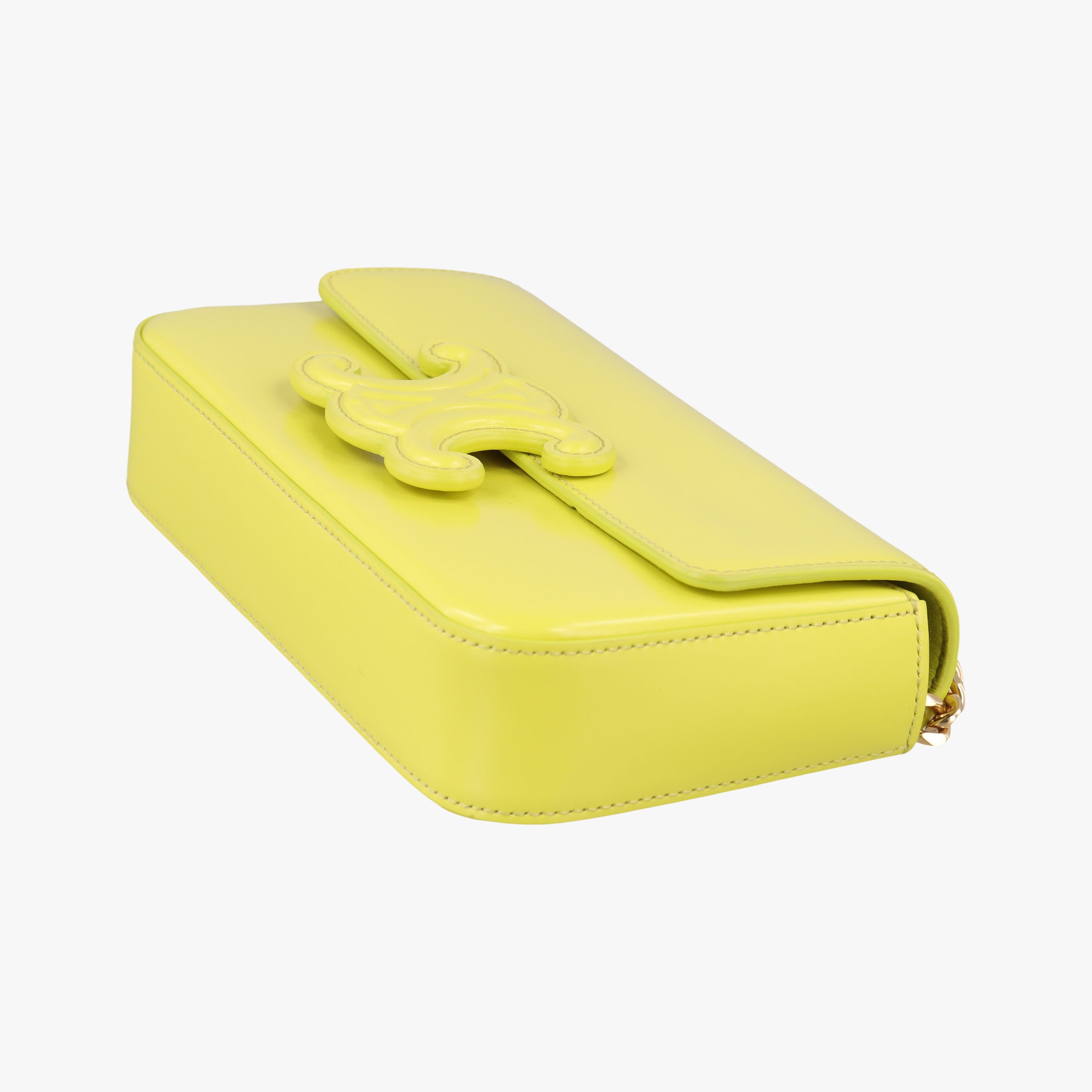 Pre-owned Celine Triomphe Chain Yellow Leather  shoulderbag | stylenewstar