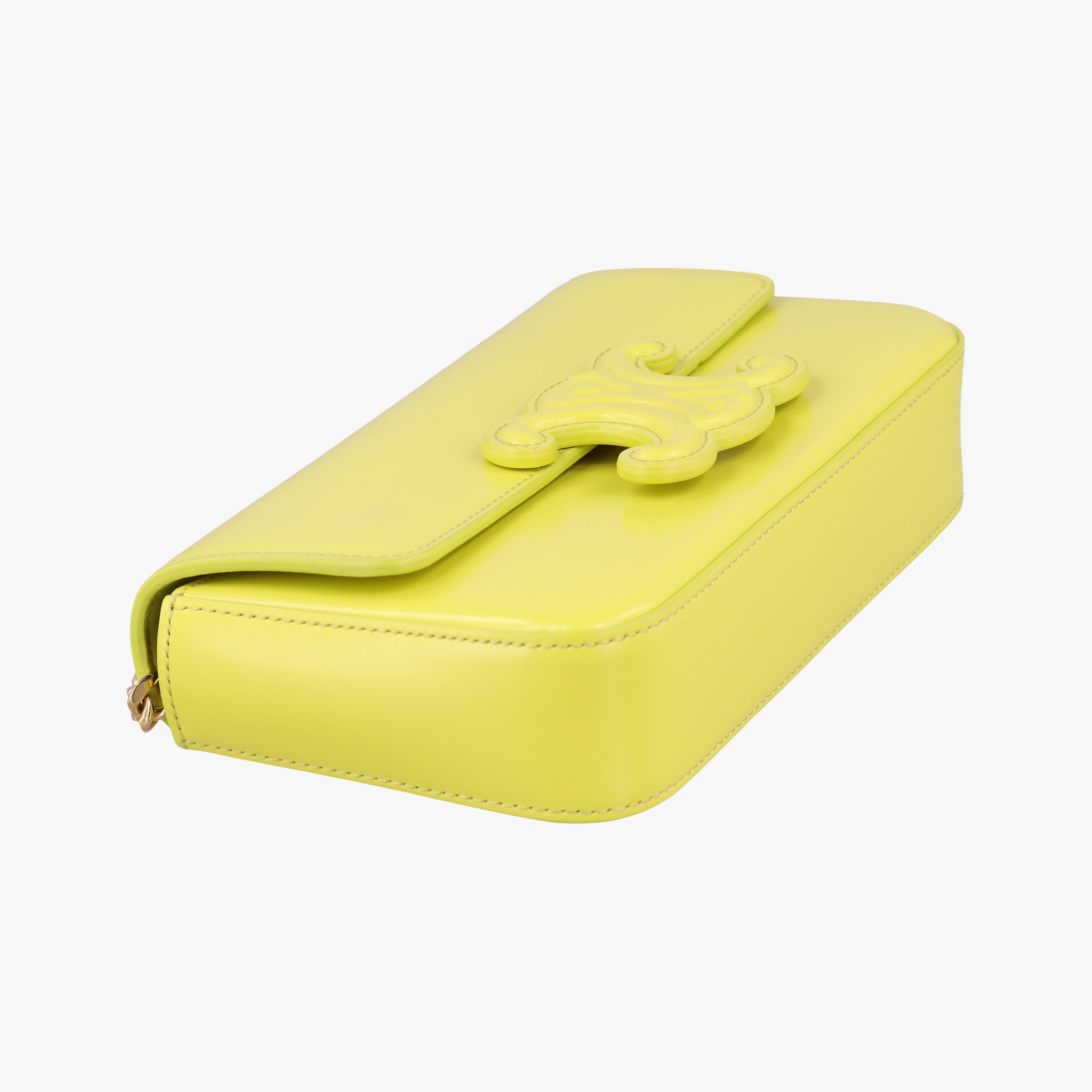 Pre-owned Celine Triomphe Chain Yellow Leather  shoulderbag | stylenewstar