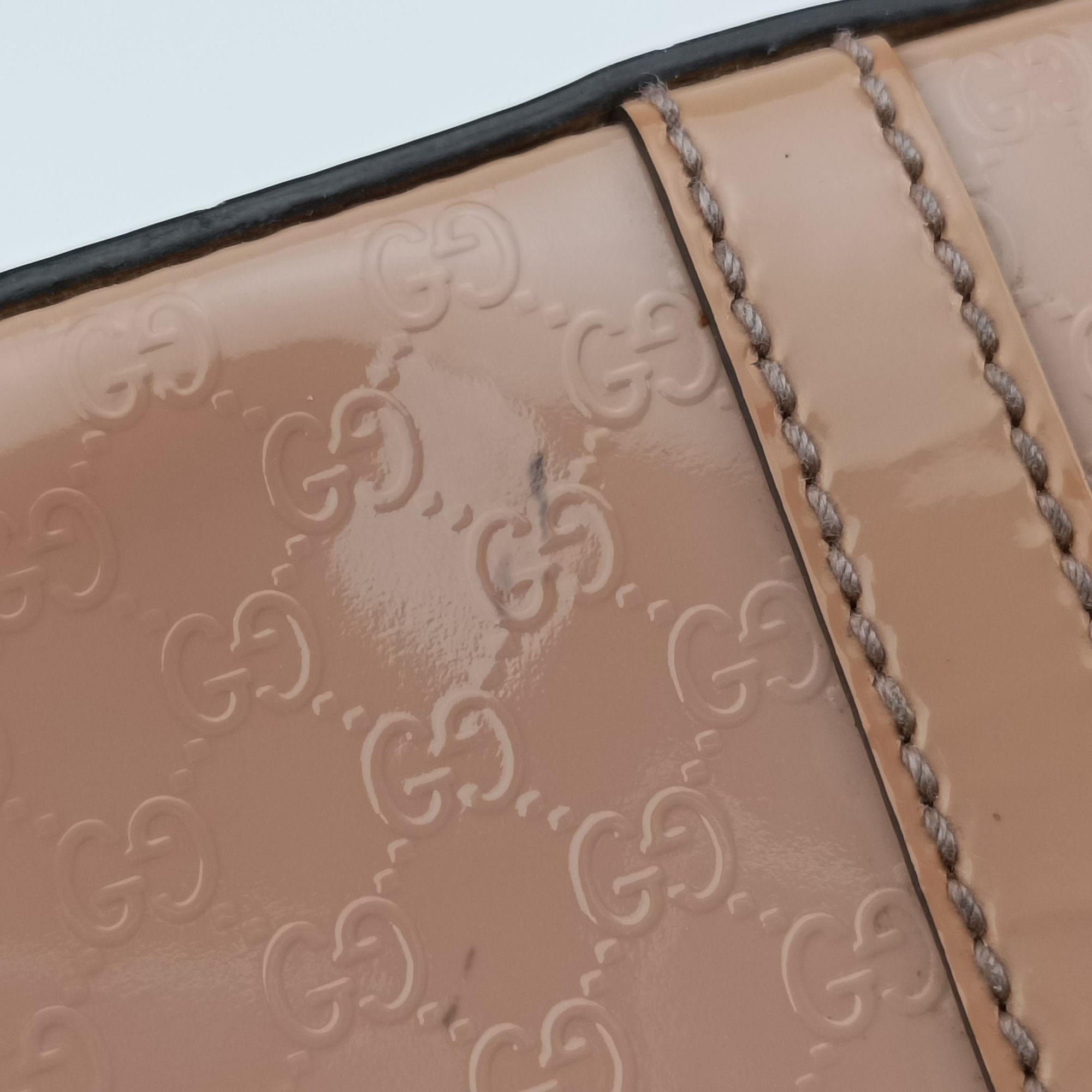 Pre-owned Gucci Microguccissima Beige Patent Leather 309617 shoulderbag | stylenewstar