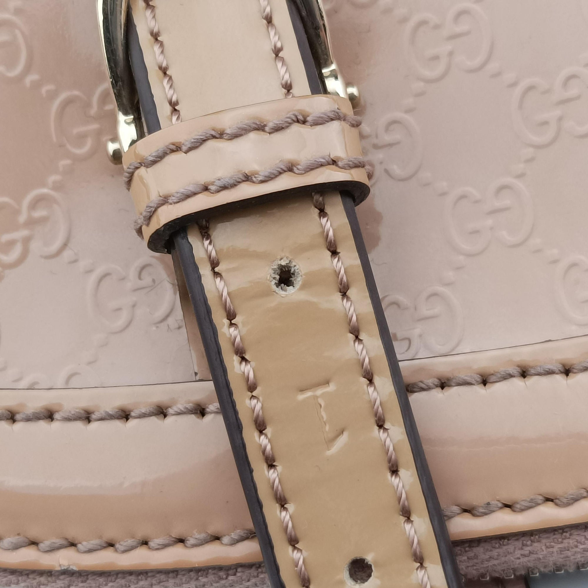 Pre-owned Gucci Microguccissima Beige Patent Leather 309617 shoulderbag | stylenewstar