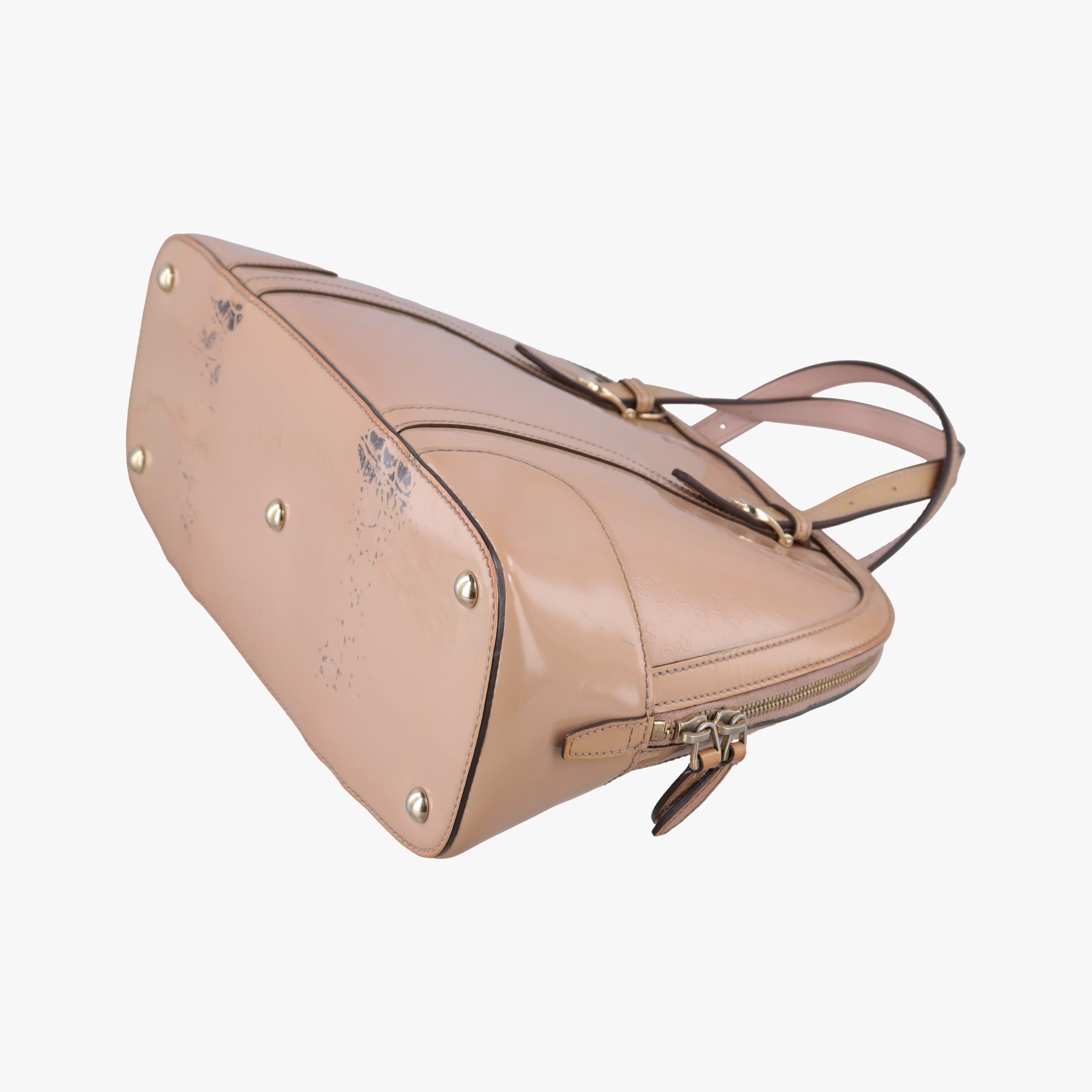 Pre-owned Gucci Microguccissima Beige Patent Leather 309617 shoulderbag | stylenewstar