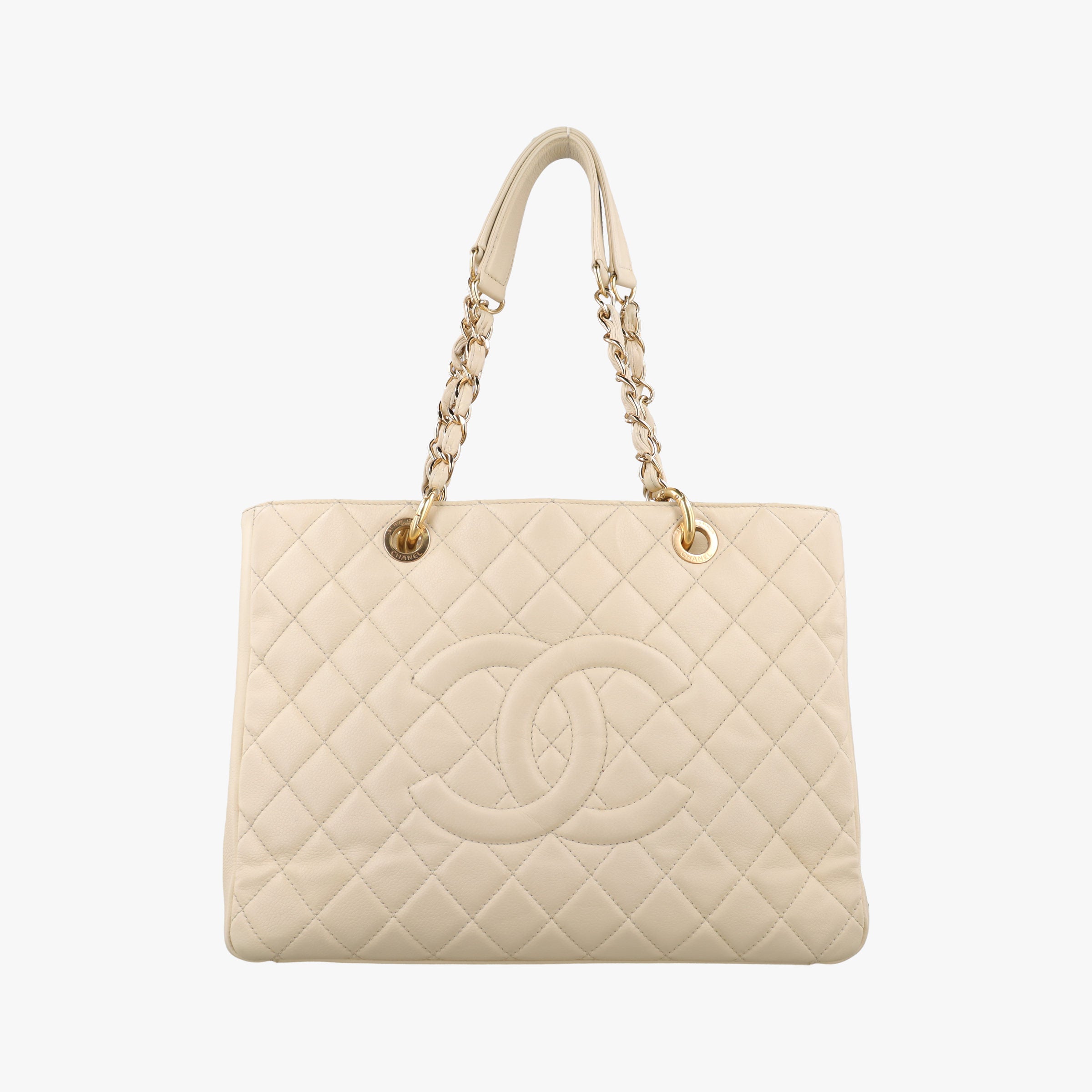 Pre-owned Chanel Matelasse Cocomark GST Beige caviar skin A50995 handbag | stylenewstar