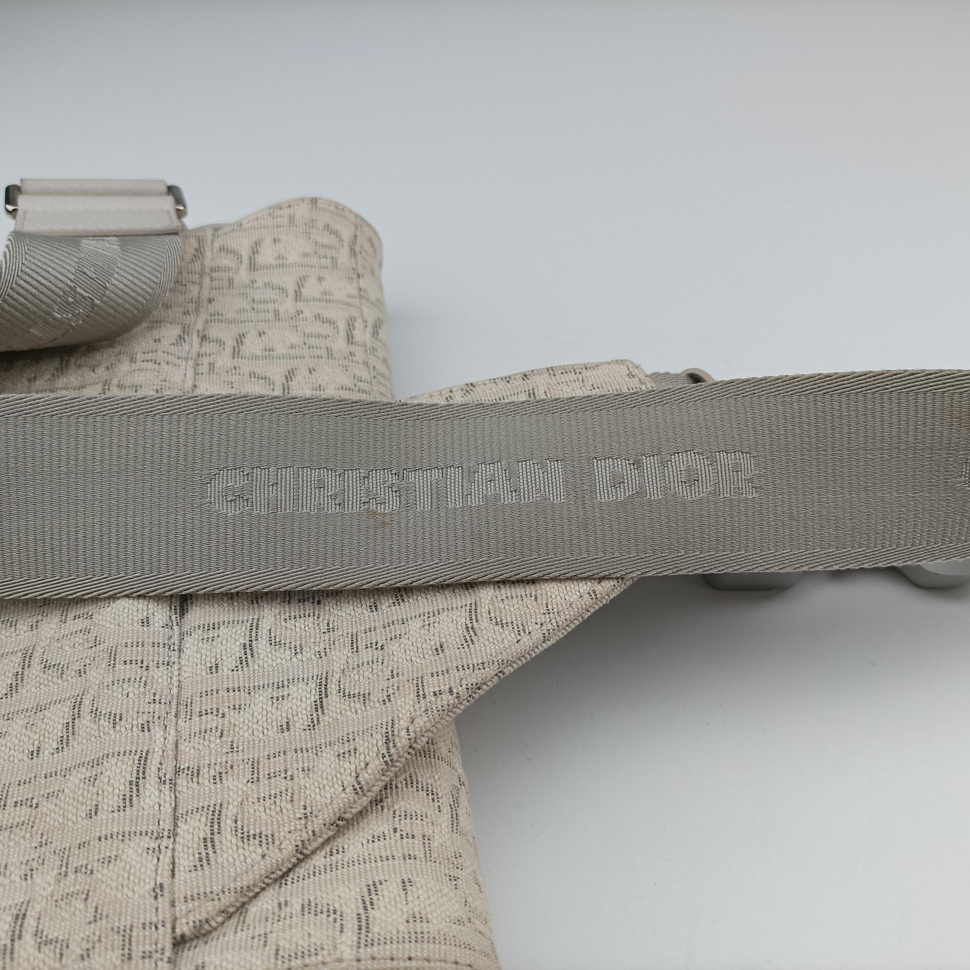 Pre-owned Christian Dior Saddle White Jacquard × Leather  crossbodybag | stylenewstar