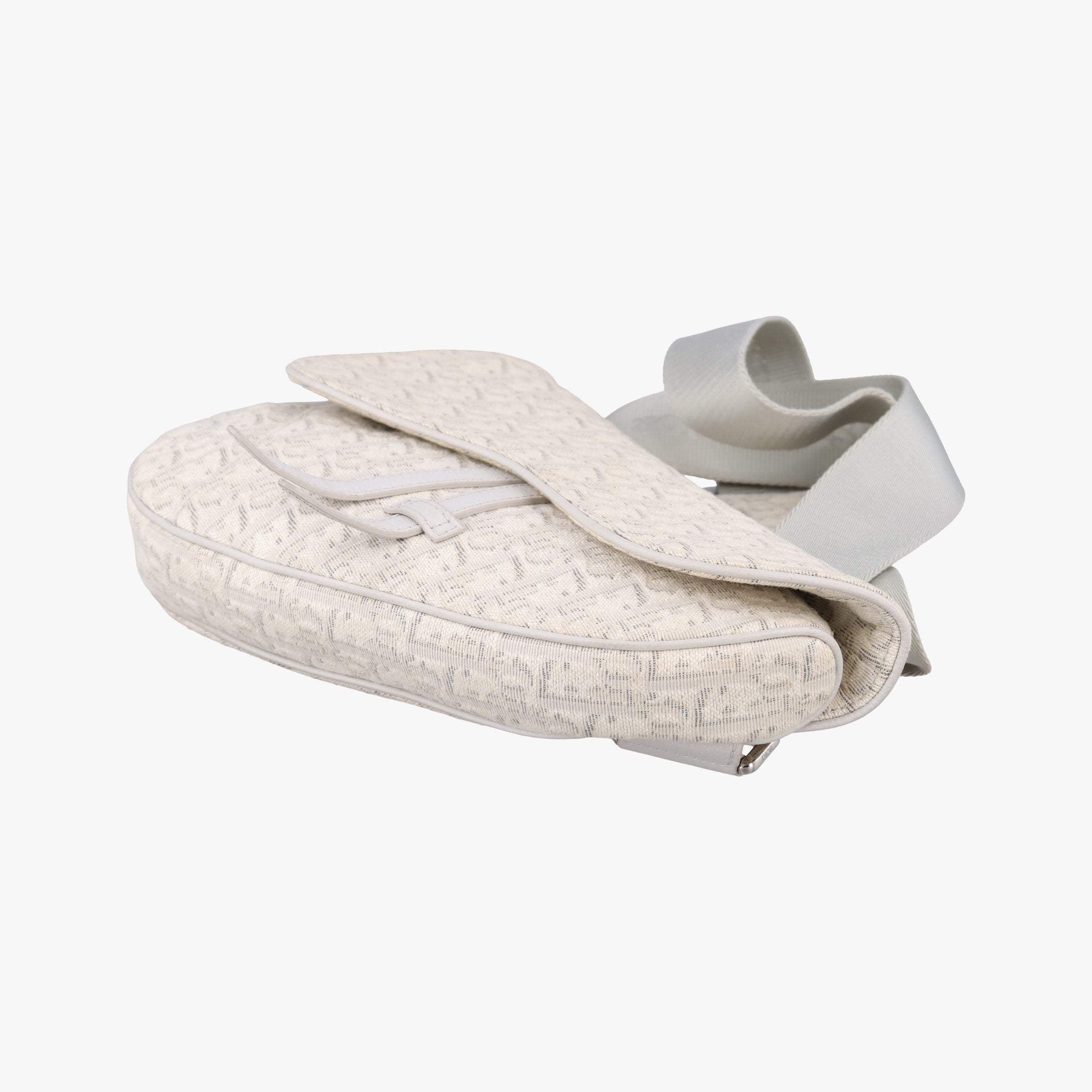 Pre-owned Christian Dior Saddle White Jacquard × Leather  crossbodybag | stylenewstar