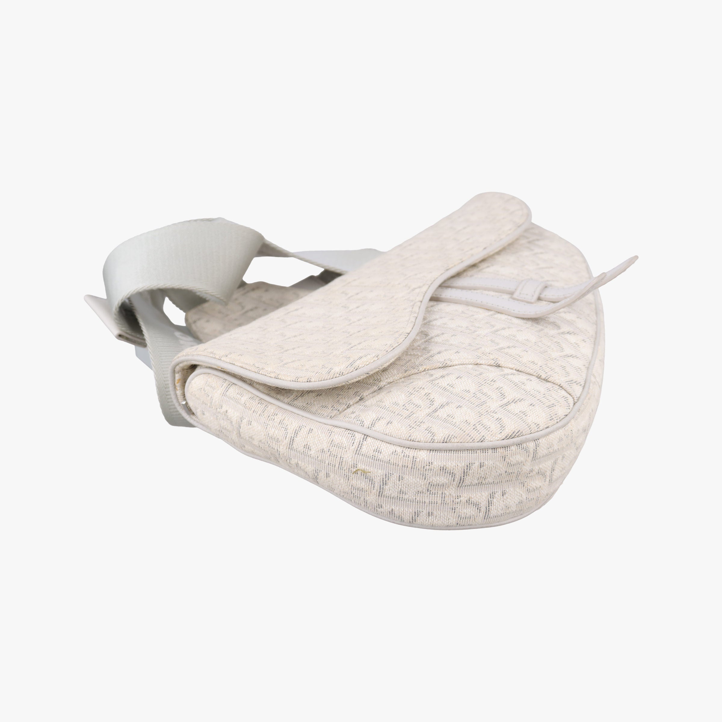 Pre-owned Christian Dior Saddle White Jacquard × Leather  crossbodybag | stylenewstar
