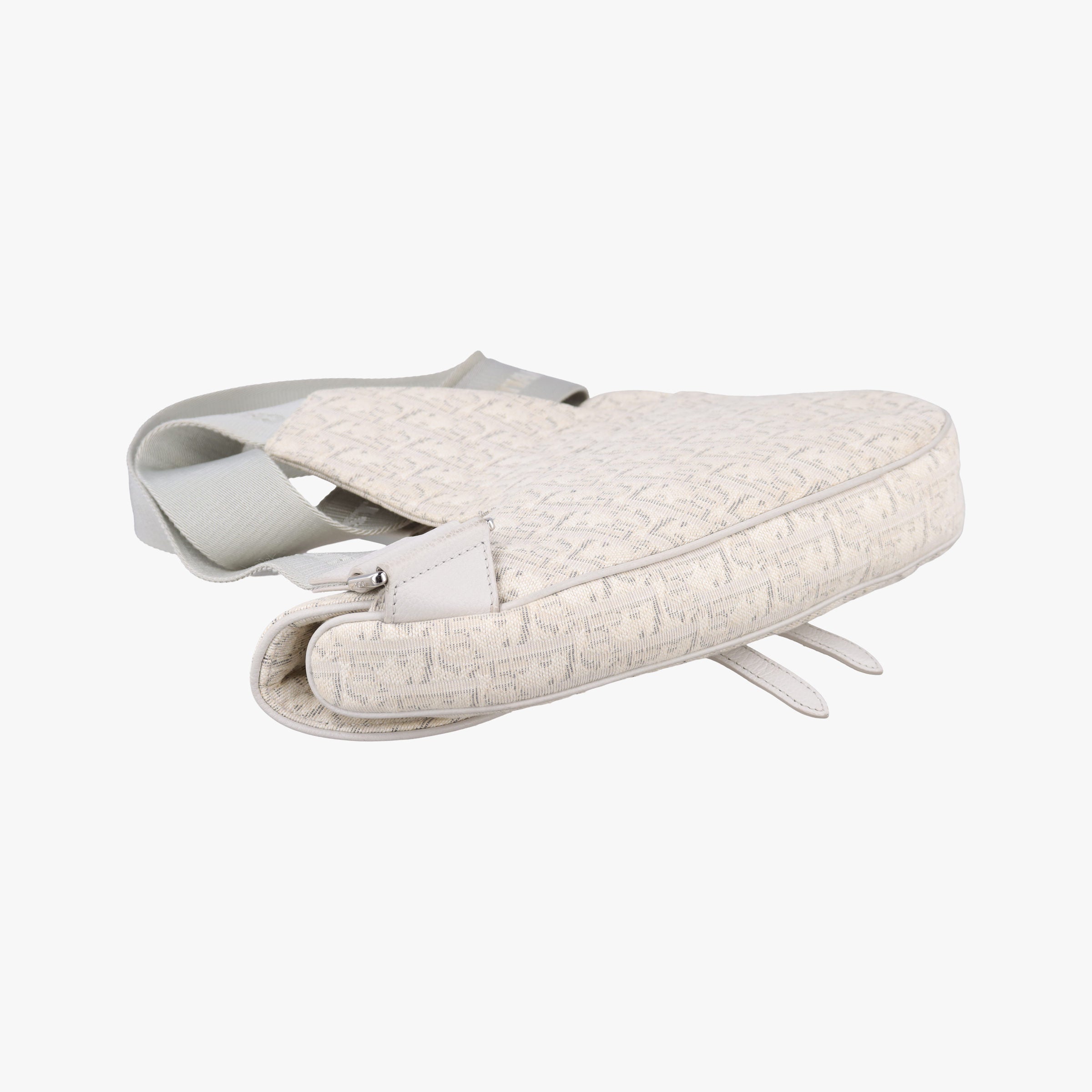 Pre-owned Christian Dior Saddle White Jacquard × Leather  crossbodybag | stylenewstar