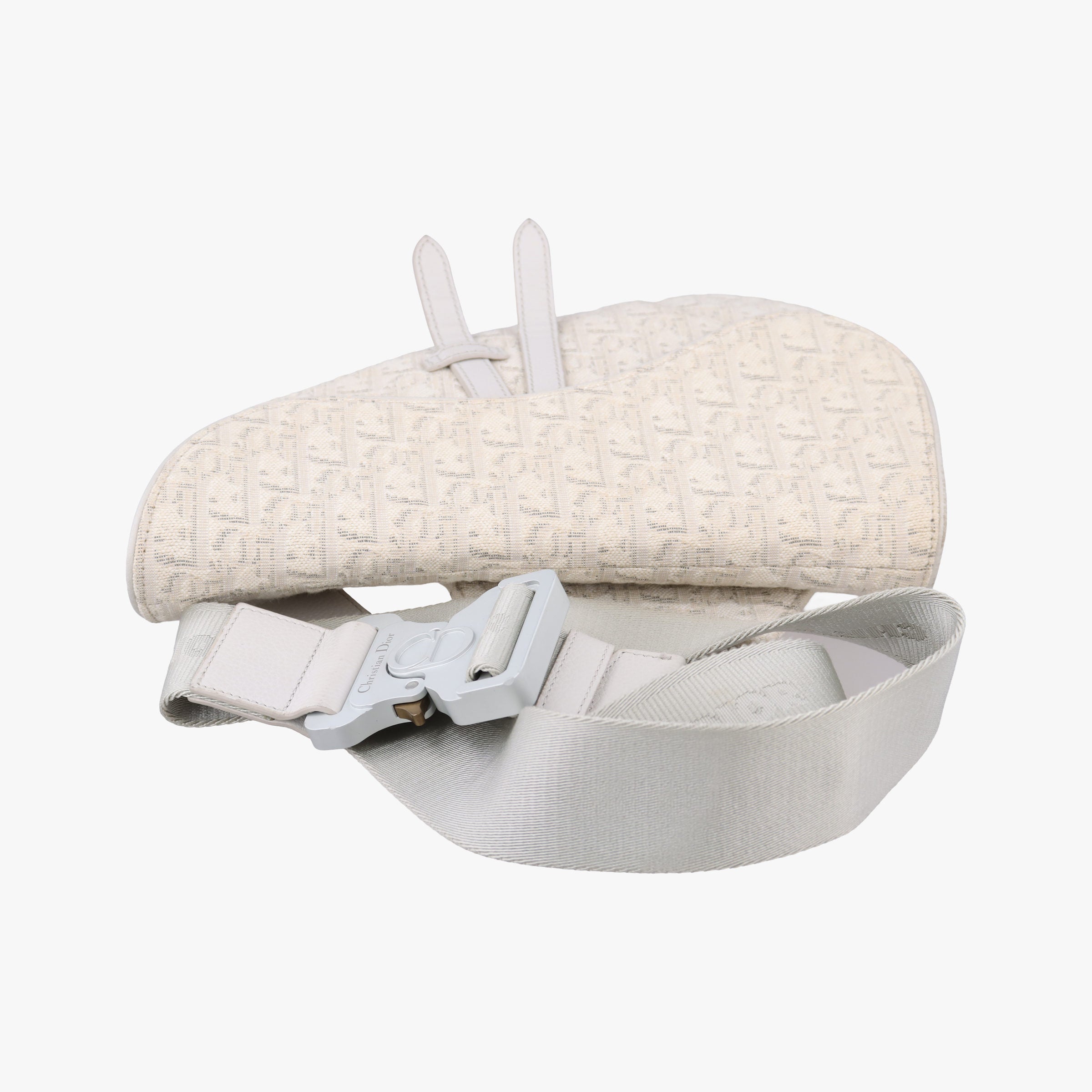 Pre-owned Christian Dior Saddle White Jacquard × Leather  crossbodybag | stylenewstar