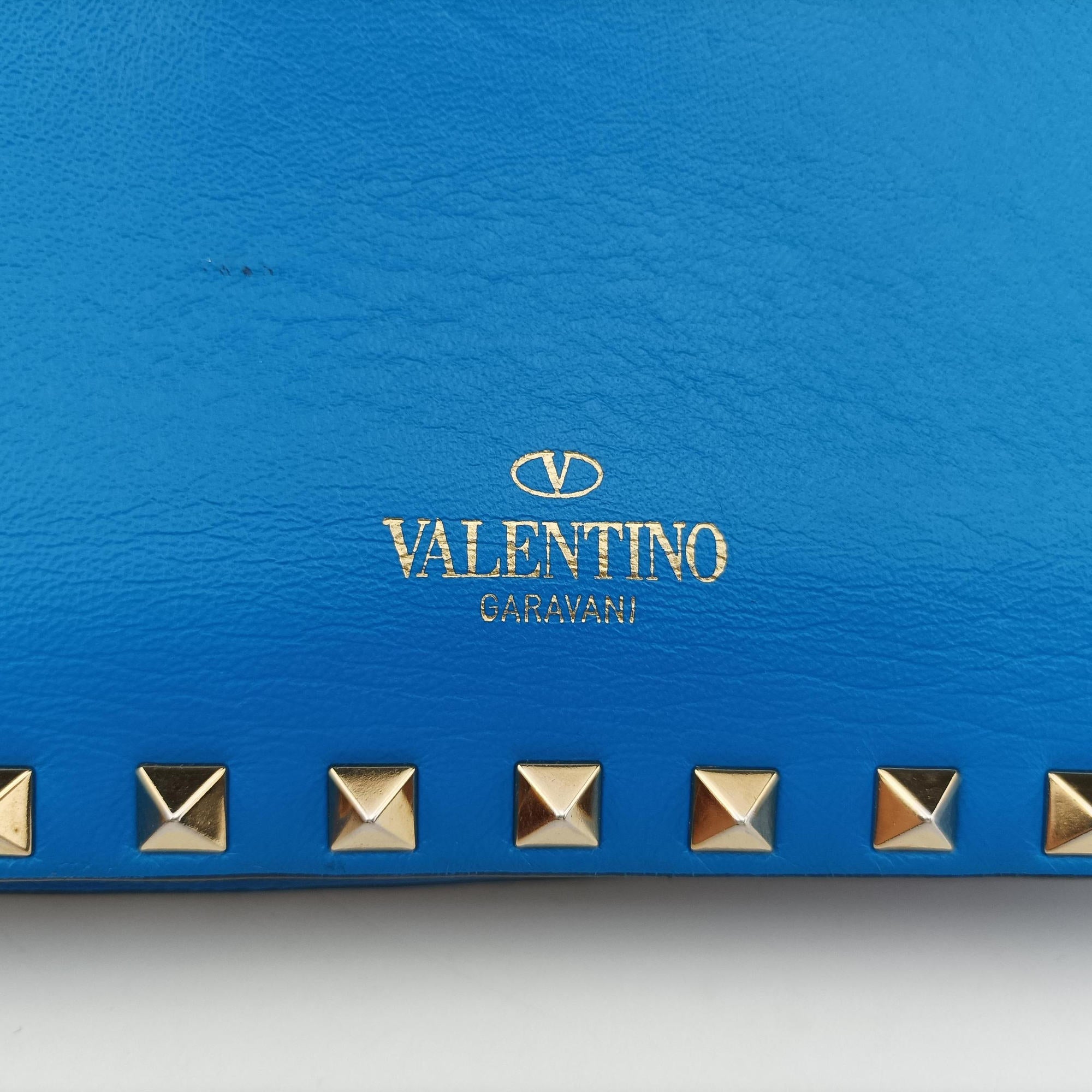 Pre-owned Valentino ROCKSTUD Blue Leather  shoulderbag | stylenewstar