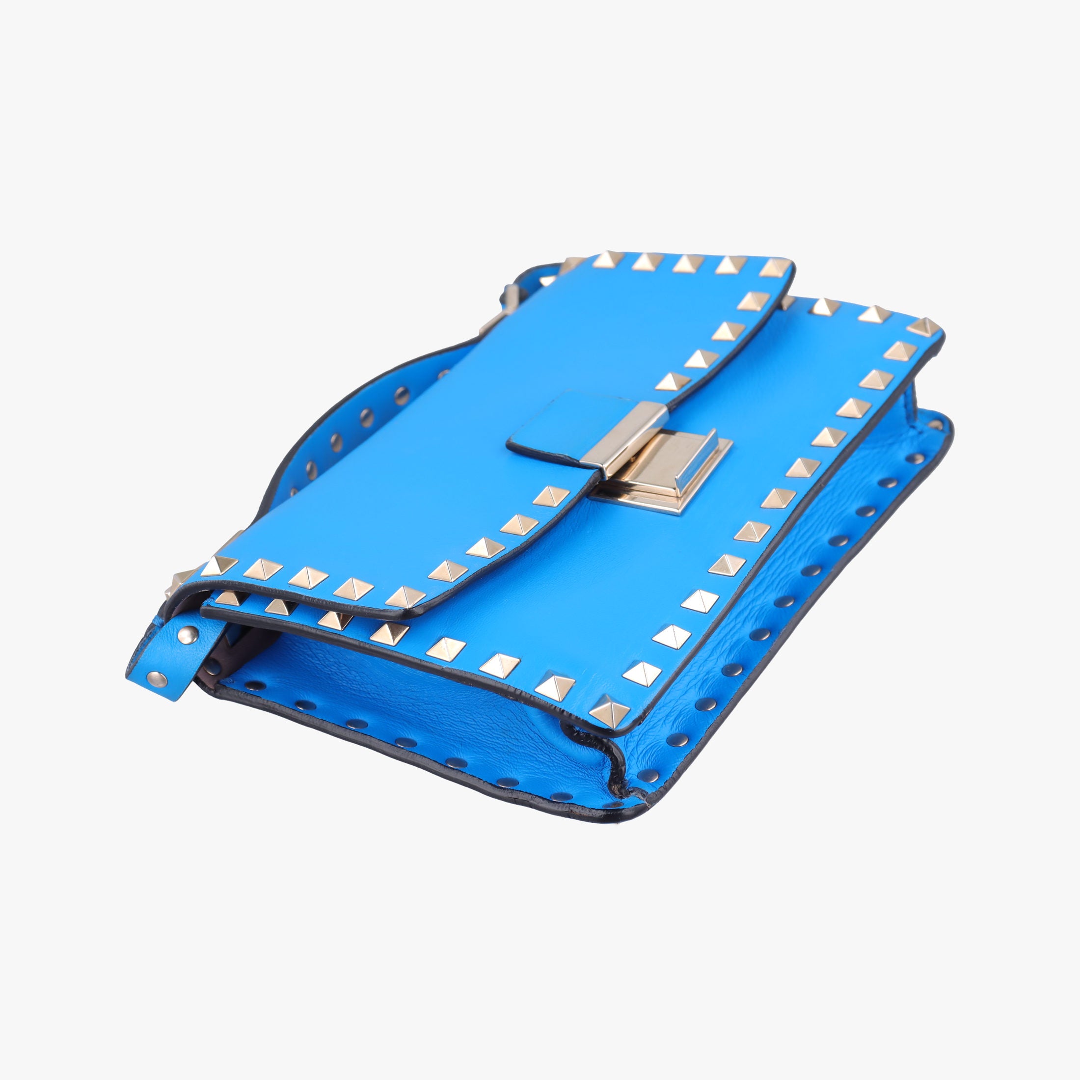Pre-owned Valentino ROCKSTUD Blue Leather  shoulderbag | stylenewstar