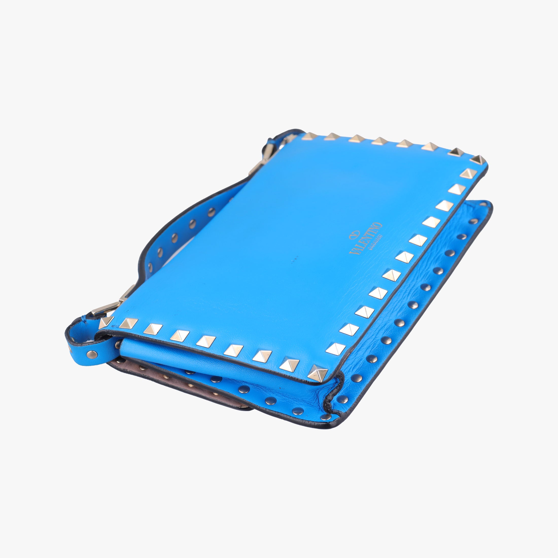 Pre-owned Valentino ROCKSTUD Blue Leather  shoulderbag | stylenewstar