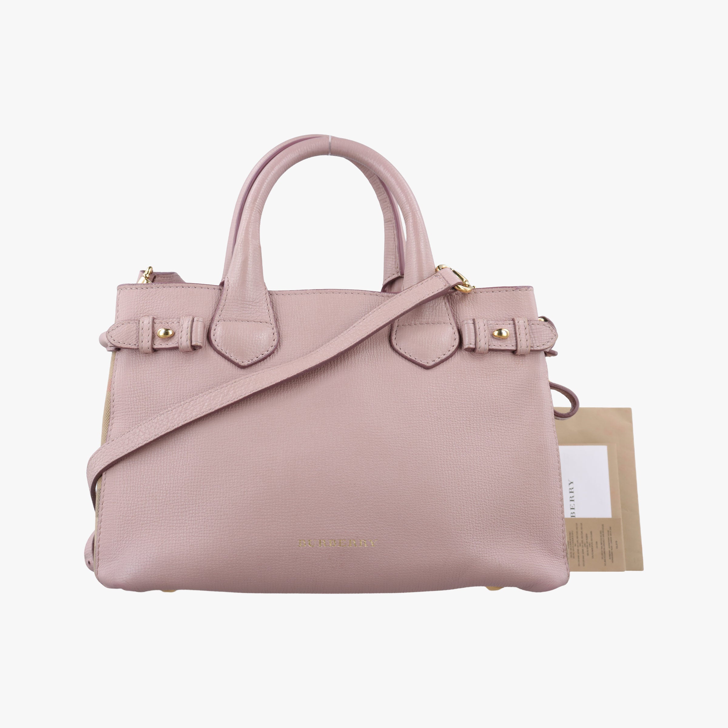 Pre-owned Burberry House Check The Banner Pink Leather × canvas  shoulderbag | stylenewstar