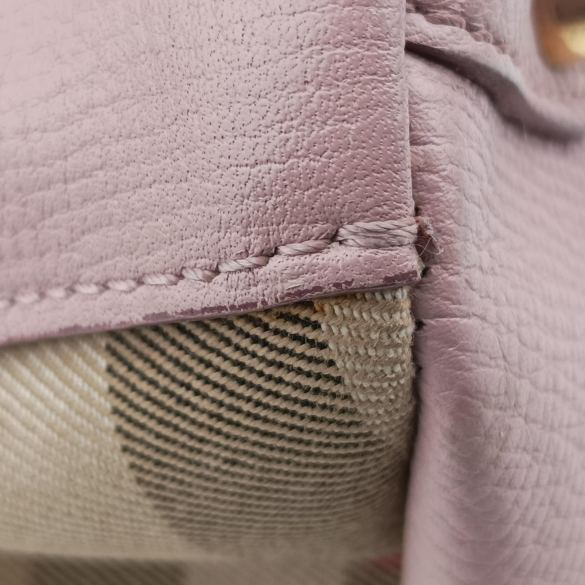 Pre-owned Burberry House Check The Banner Pink Leather × canvas  shoulderbag | stylenewstar