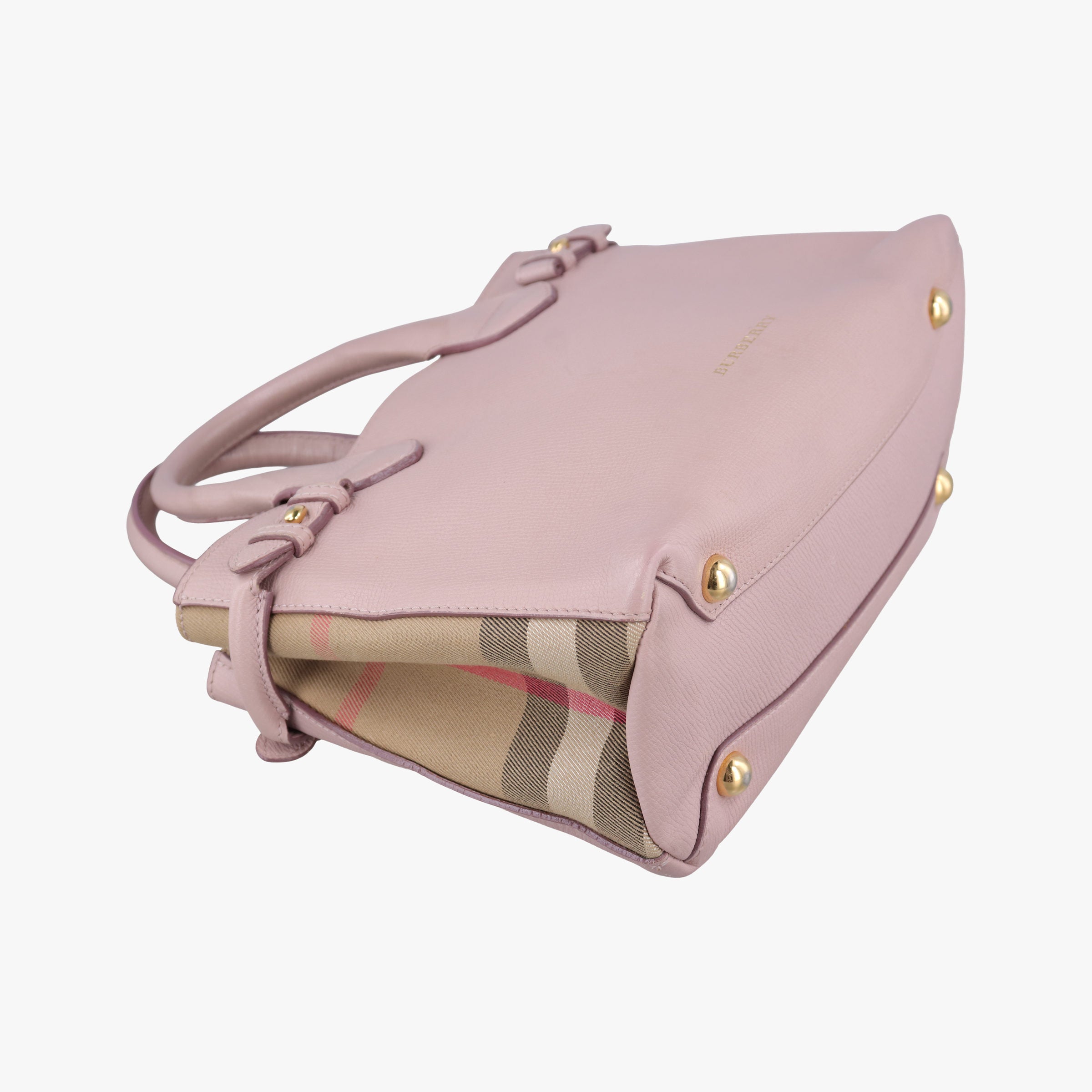 Pre-owned Burberry House Check The Banner Pink Leather × canvas  shoulderbag | stylenewstar