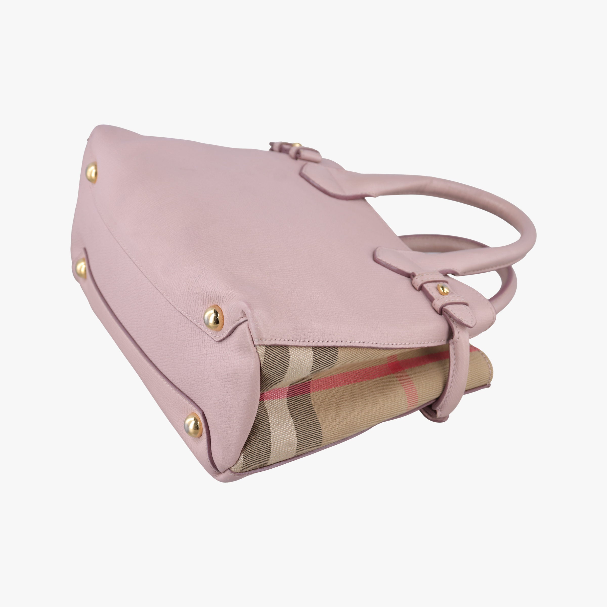 Pre-owned Burberry House Check The Banner Pink Leather × canvas  shoulderbag | stylenewstar