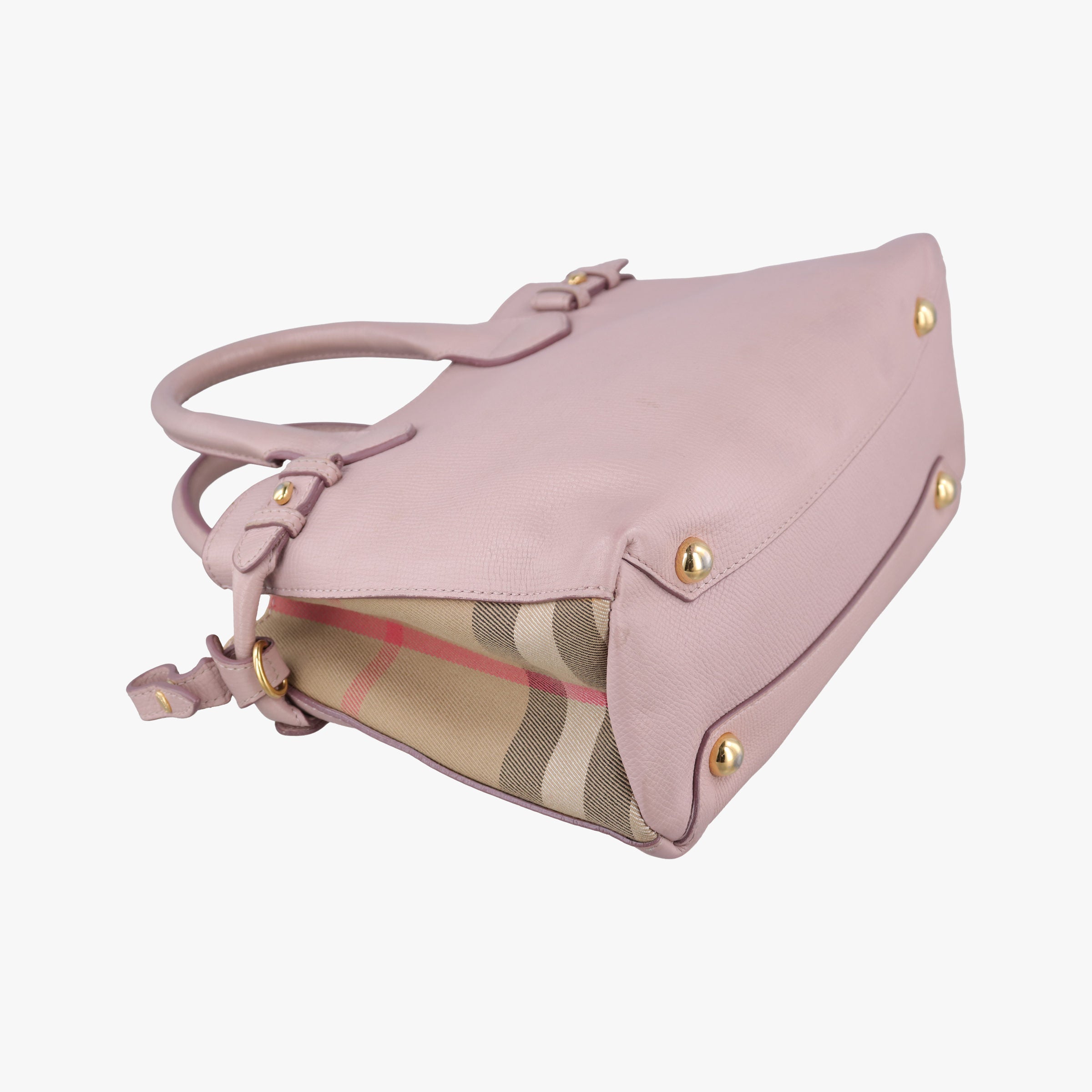 Pre-owned Burberry House Check The Banner Pink Leather × canvas  shoulderbag | stylenewstar
