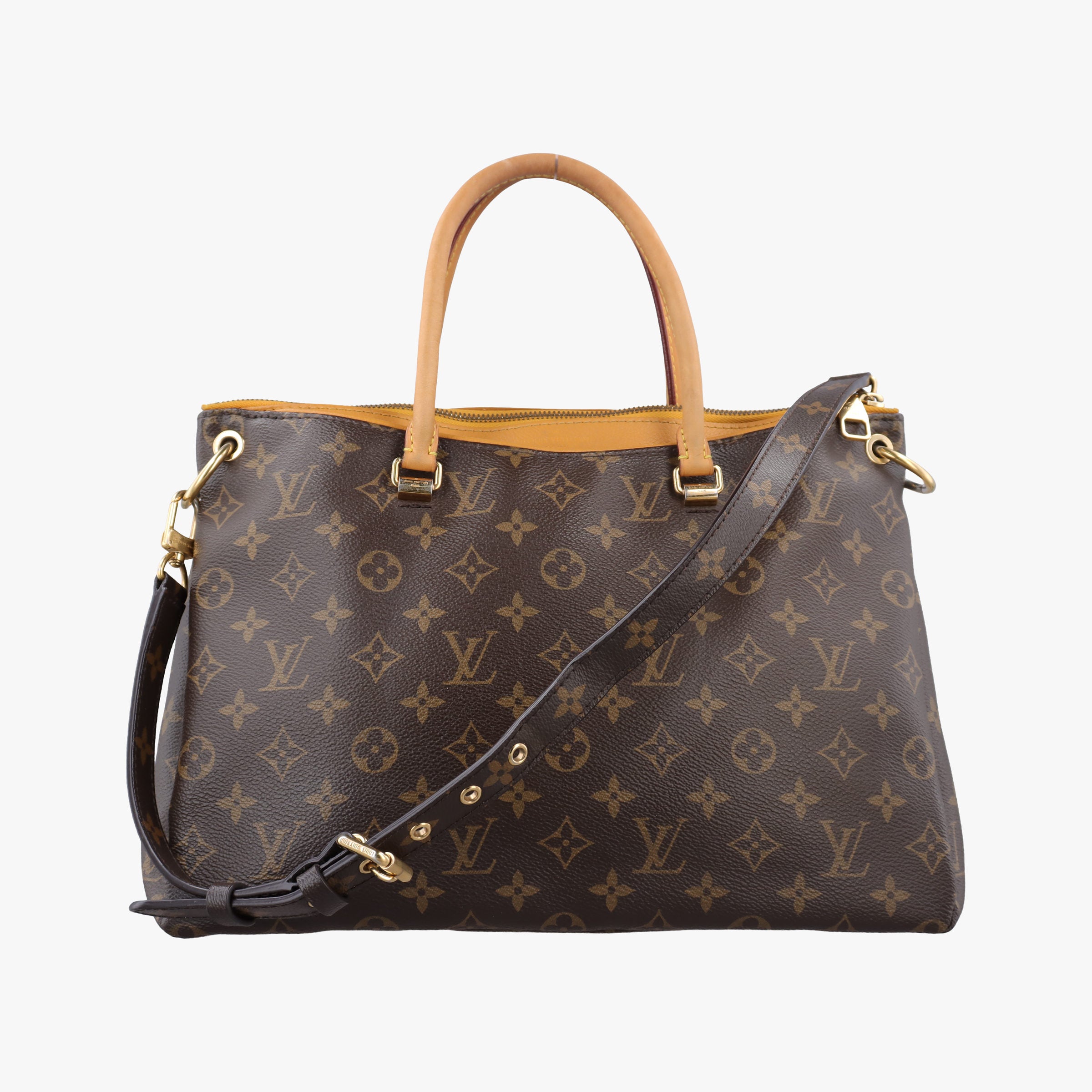 Vintage Louis Vuitton PALLAS brown×SAFRAN Monogram Canvas×calf leather M40929 shoulderbag | stylenewstar