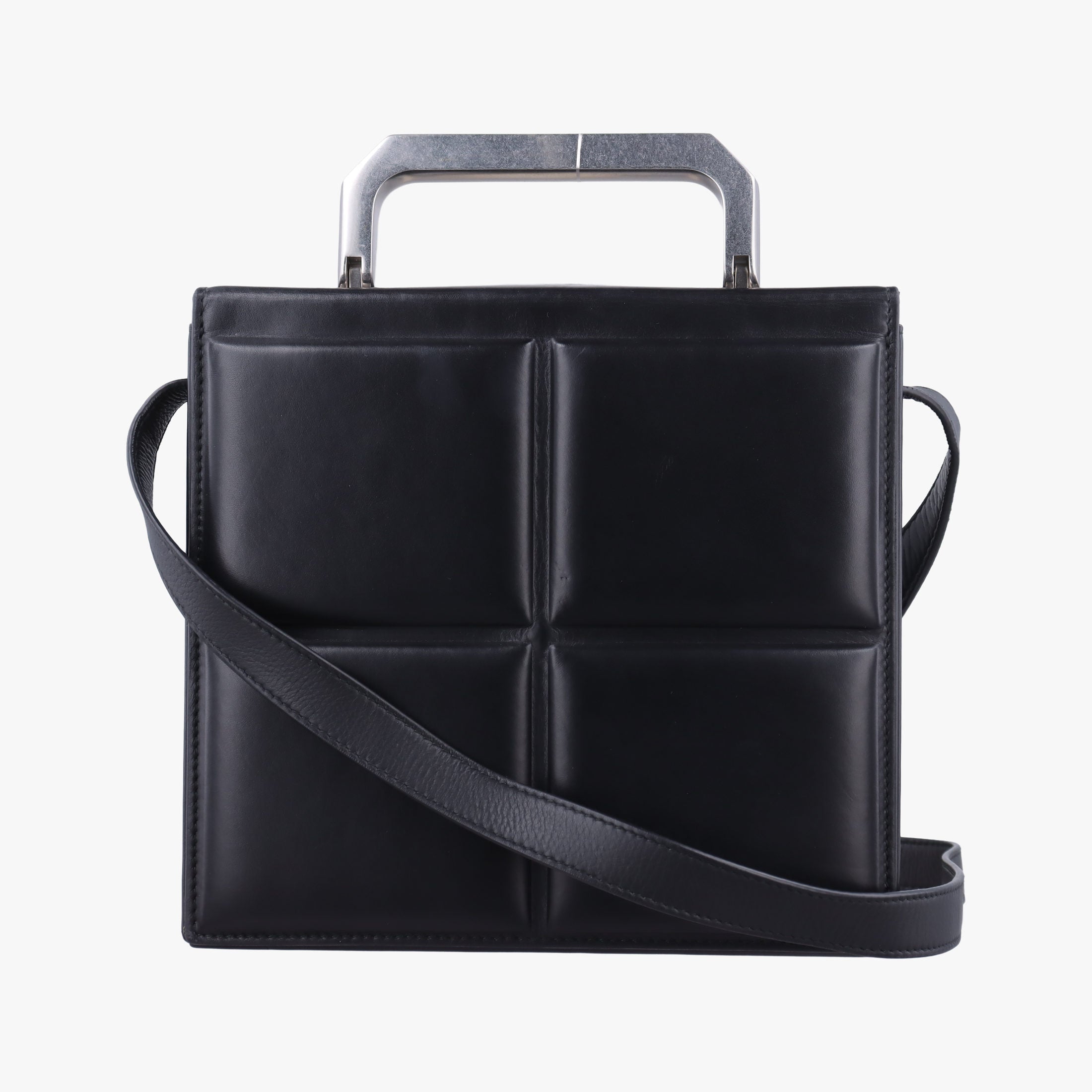 Pre-owned Bottega Veneta Padded Messenger Mini Trunk Black lambskin  shoulderbag | stylenewstar