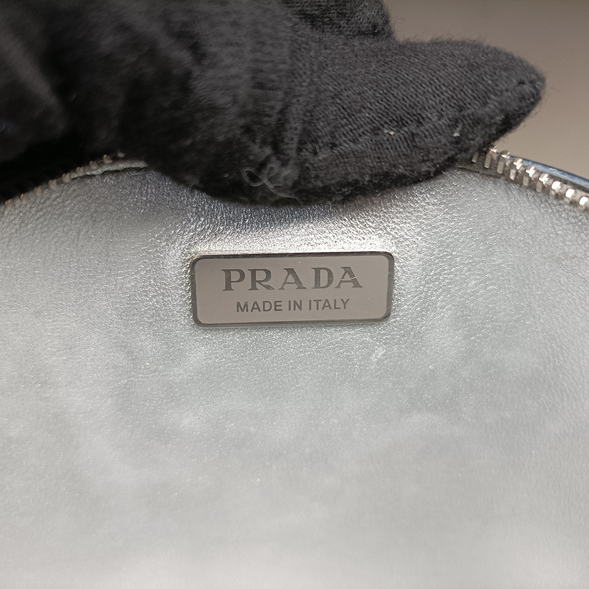 Vintage Prada Metal Triangle Logo silver Enamel  shoulderbag | stylenewstar