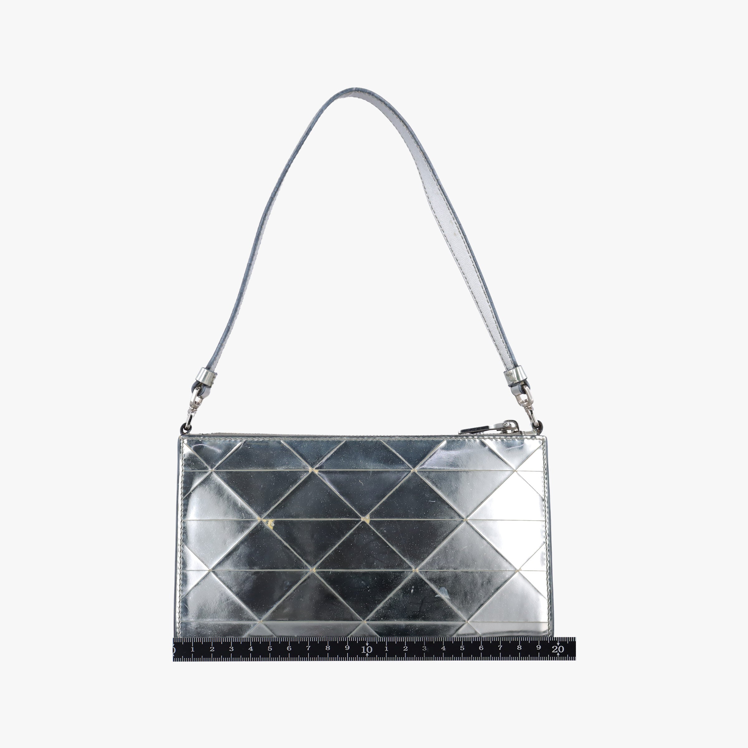 Vintage Prada Metal Triangle Logo silver Enamel  shoulderbag | stylenewstar