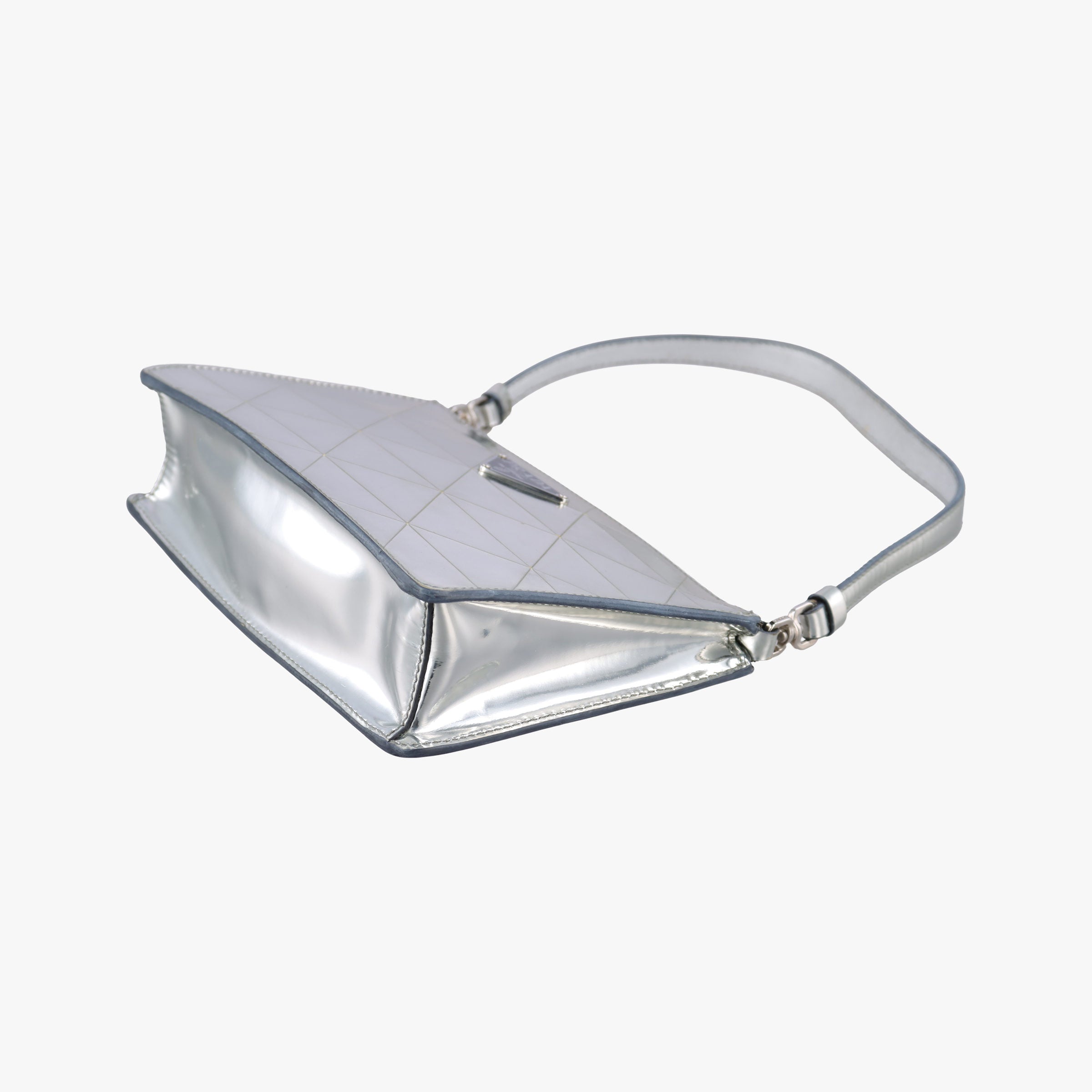 Vintage Prada Metal Triangle Logo silver Enamel  shoulderbag | stylenewstar