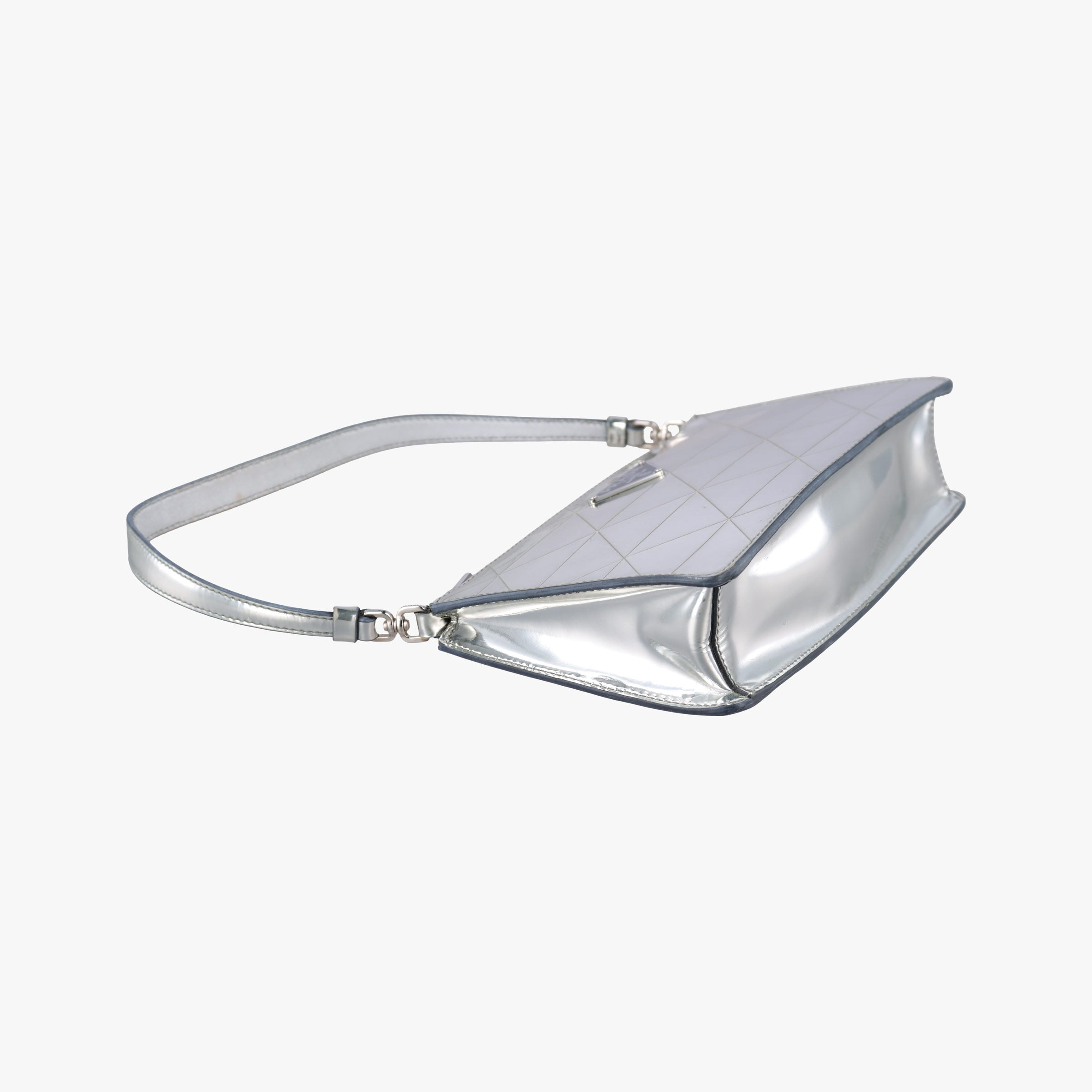 Vintage Prada Metal Triangle Logo silver Enamel  shoulderbag | stylenewstar