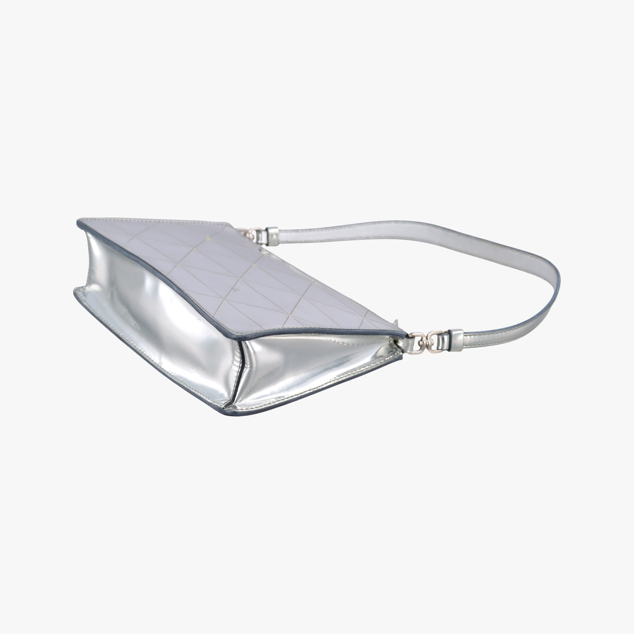 Vintage Prada Metal Triangle Logo silver Enamel  shoulderbag | stylenewstar