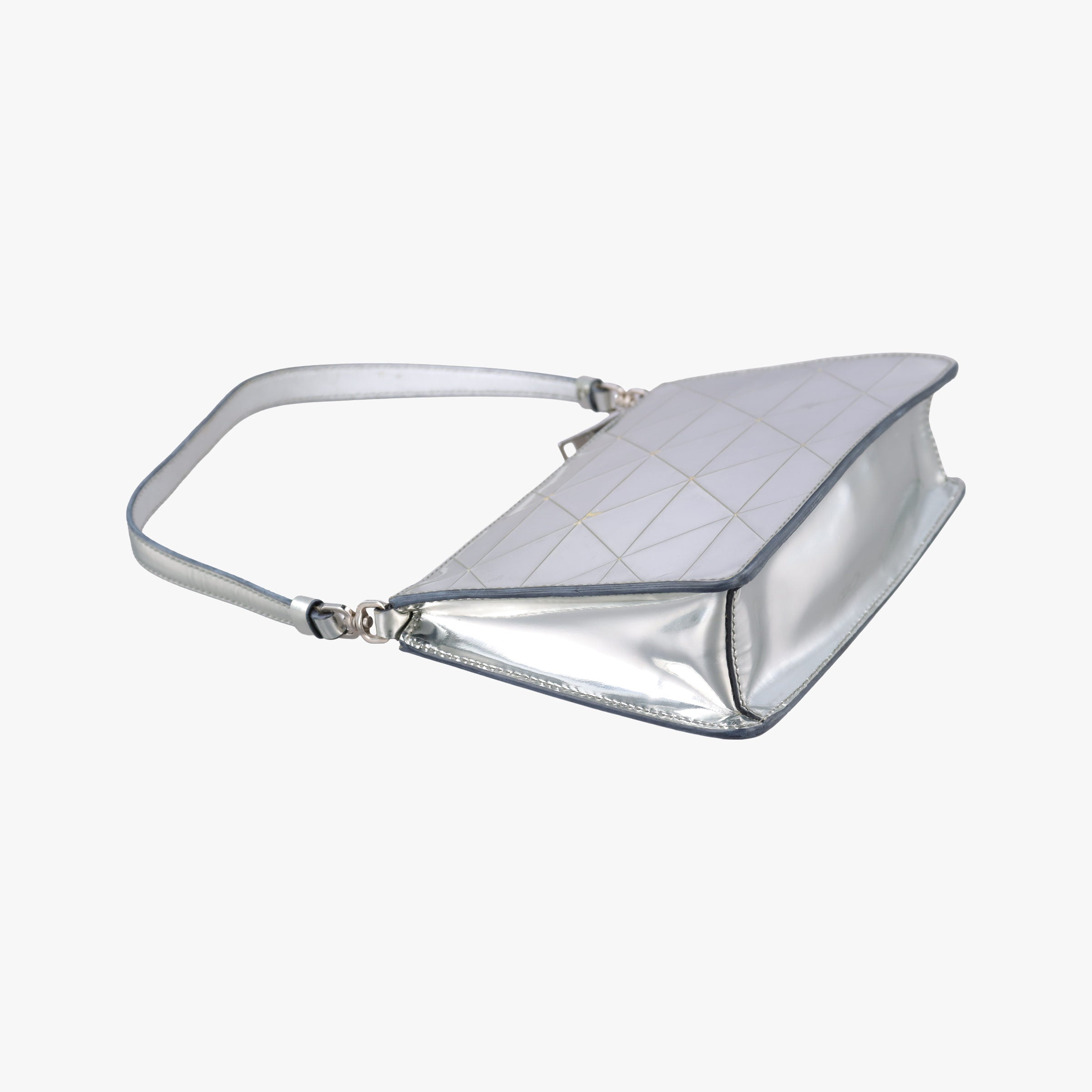 Vintage Prada Metal Triangle Logo silver Enamel  shoulderbag | stylenewstar