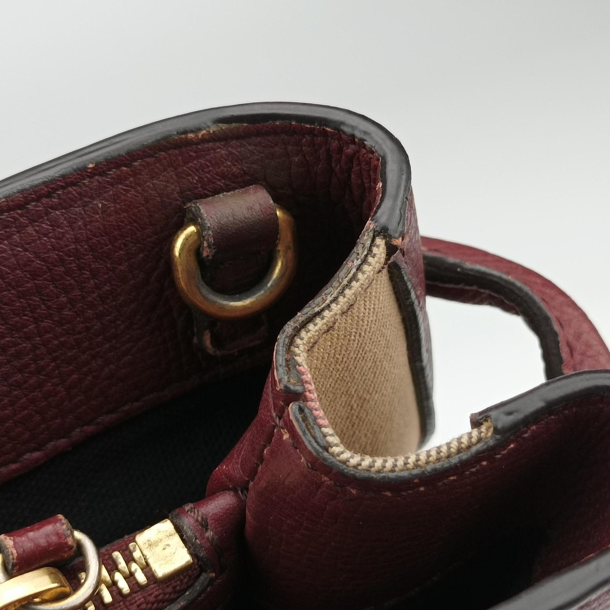Pre-owned Burberry The Banner Burgundy×Multicolor Leather × canvas  shoulderbag | stylenewstar