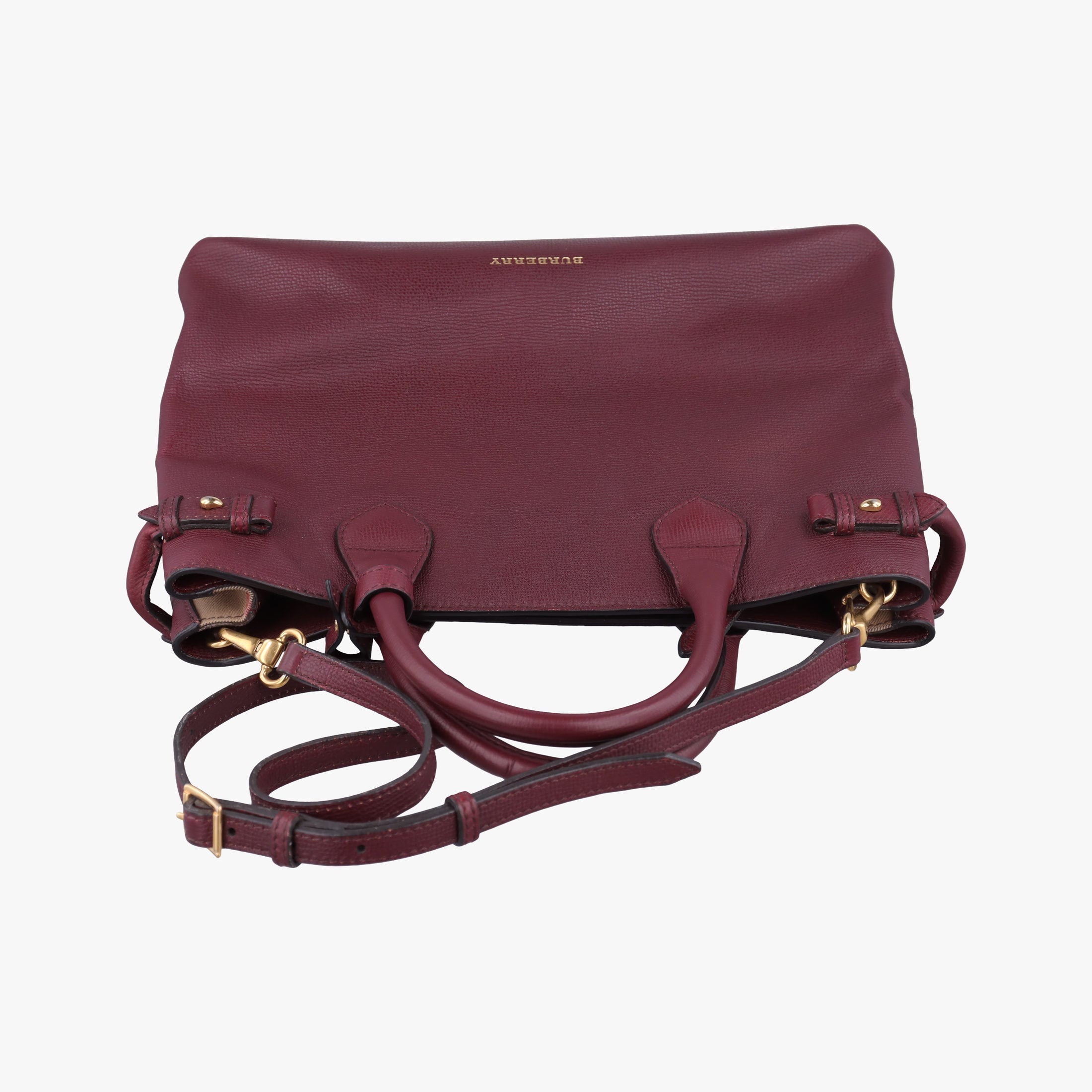 Pre-owned Burberry The Banner Burgundy×Multicolor Leather × canvas  shoulderbag | stylenewstar