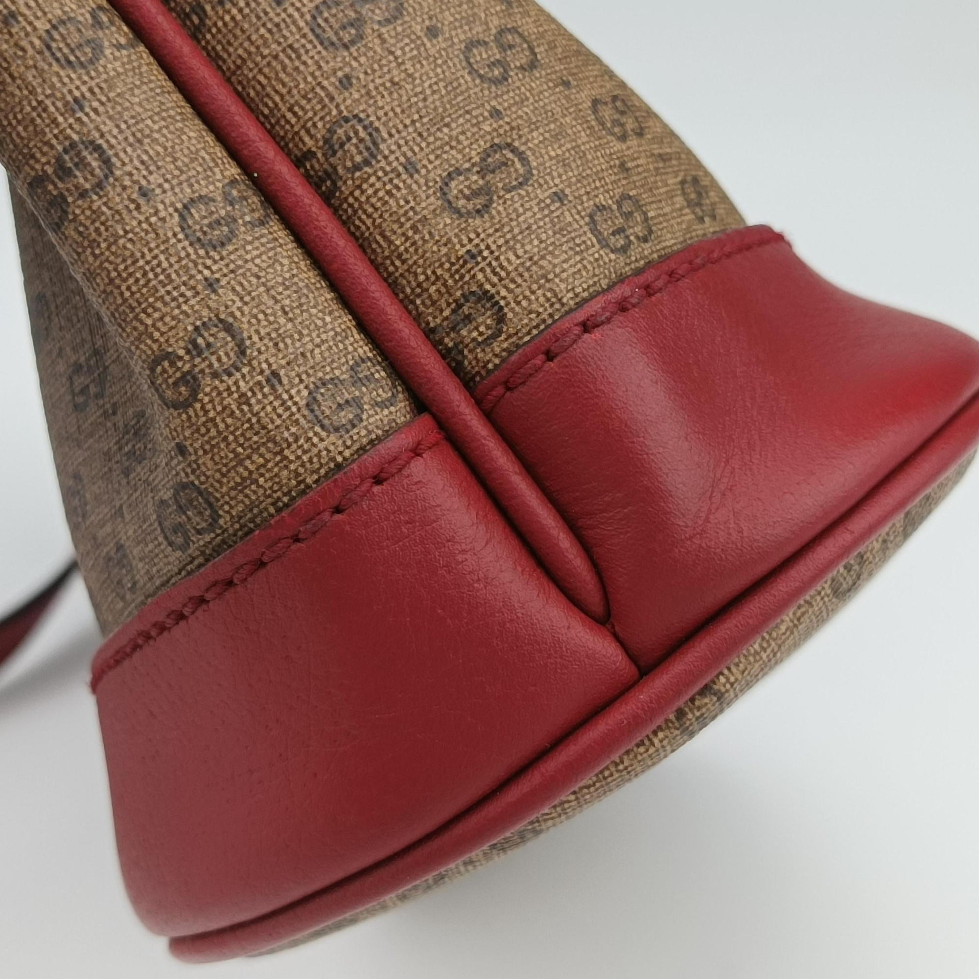 Pre-owned Gucci Doraemon collaboration Brown x red PVC coated canvas×Leather 655597 shoulderbag | stylenewstar