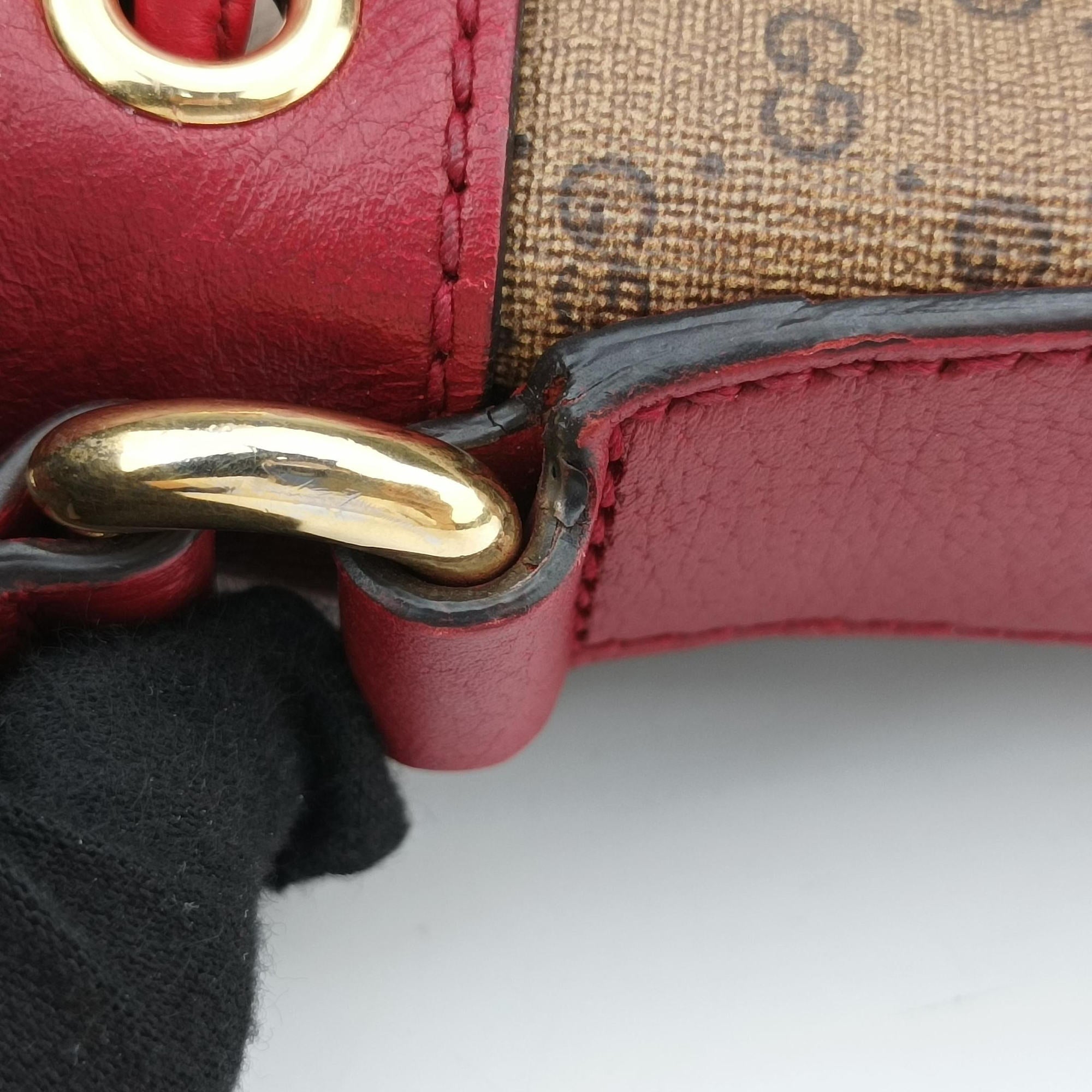 Pre-owned Gucci Doraemon collaboration Brown x red PVC coated canvas×Leather 655597 shoulderbag | stylenewstar