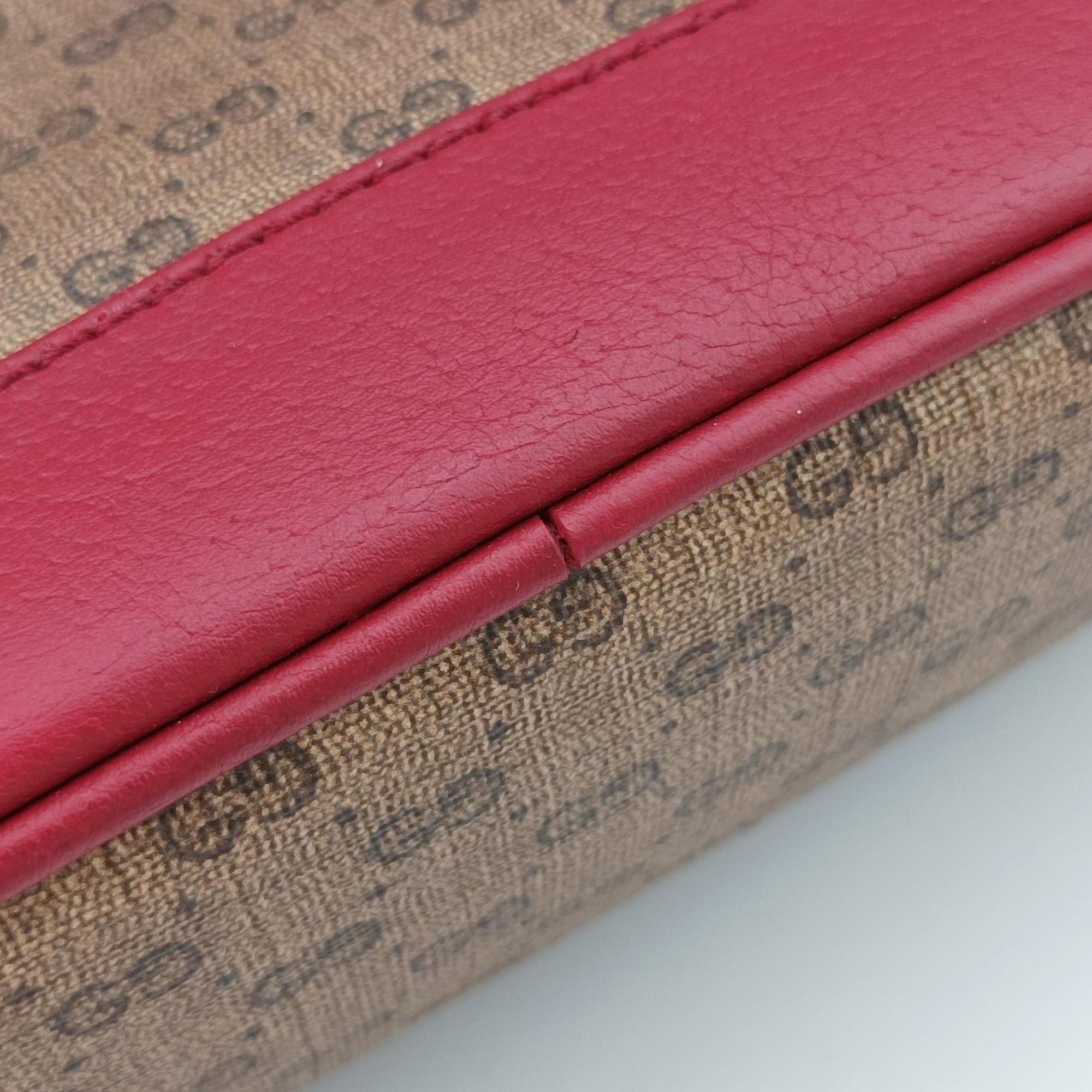 Pre-owned Gucci Doraemon collaboration Brown x red PVC coated canvas×Leather 655597 shoulderbag | stylenewstar