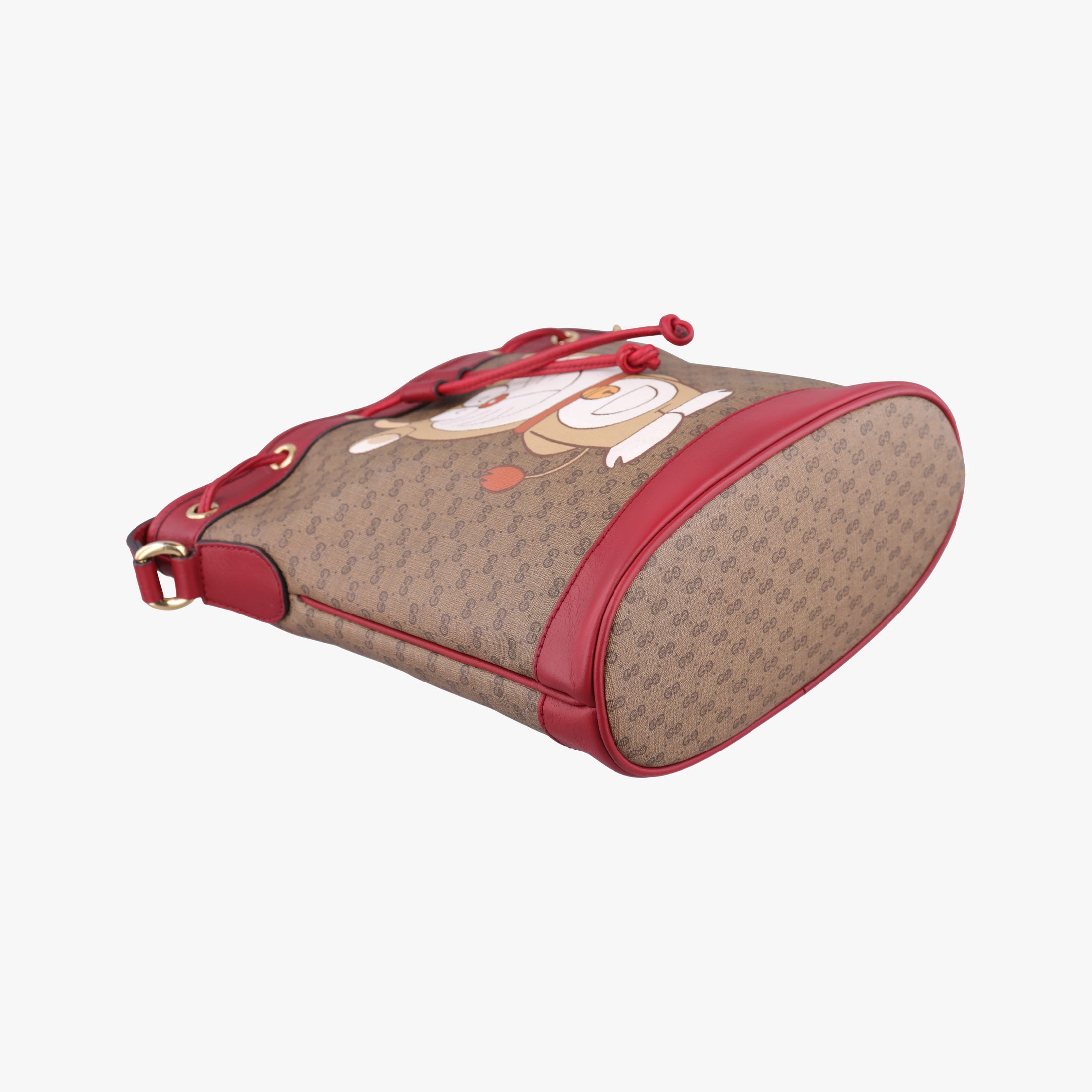 Pre-owned Gucci Doraemon collaboration Brown x red PVC coated canvas×Leather 655597 shoulderbag | stylenewstar