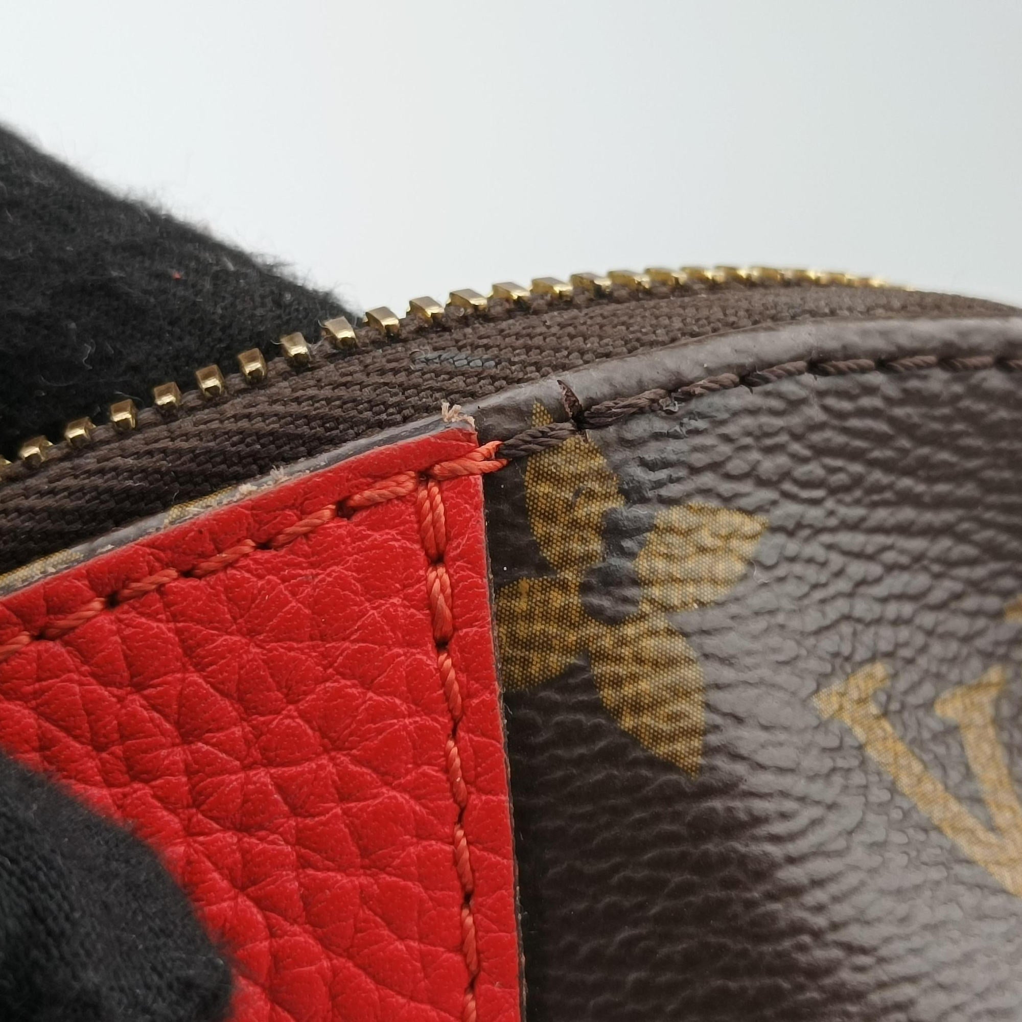 Pre-owned Louis Vuitton RETIRO PM brown×CERISE Monogram Canvas×calf leather M40546 shoulderbag | stylenewstar