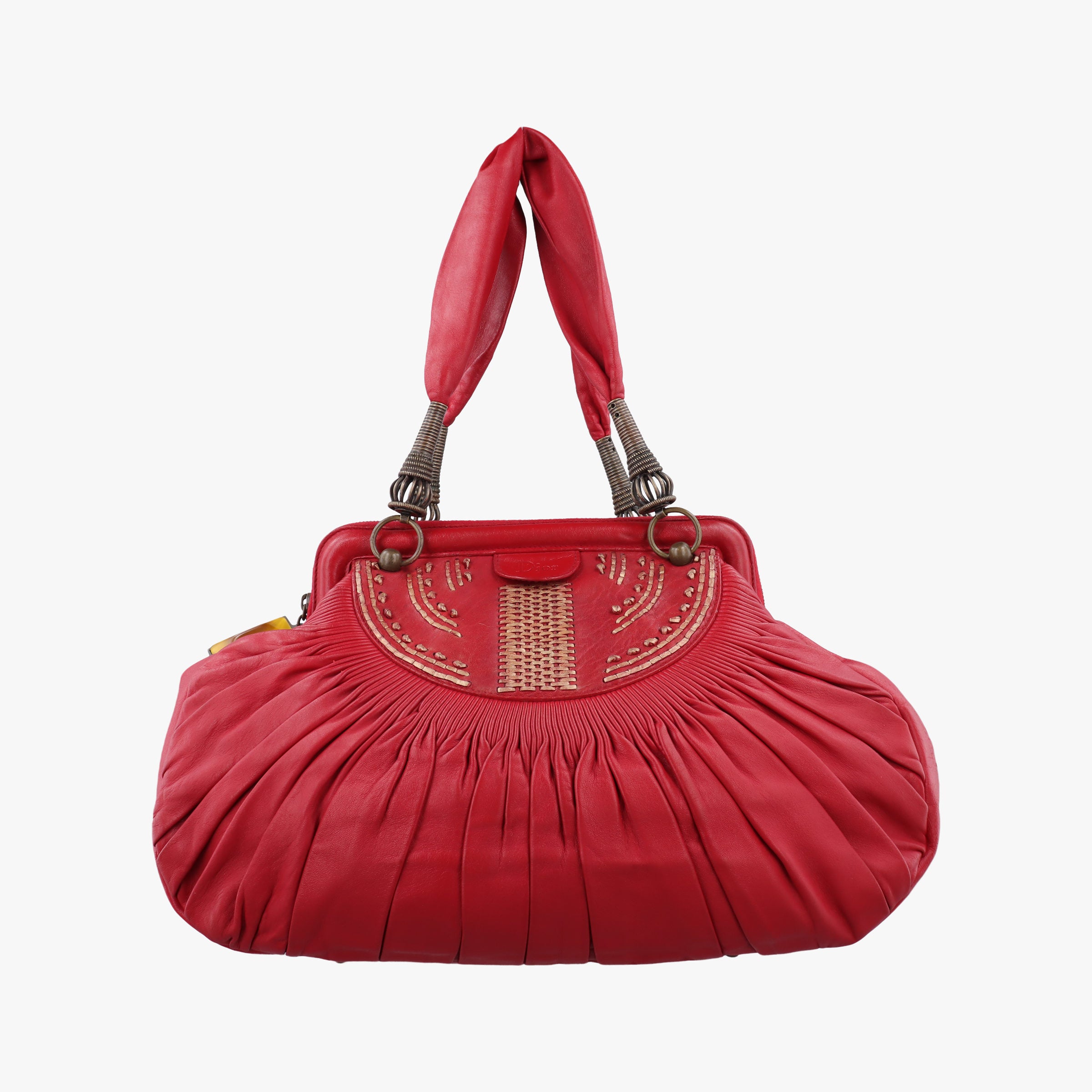 Vintage Christian Dior Plisse Red lambskin  handbag | stylenewstar