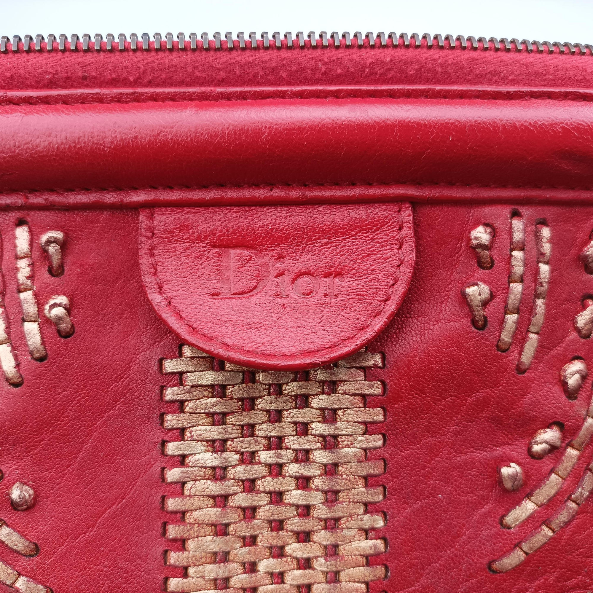 Vintage Christian Dior Plisse Red lambskin  handbag | stylenewstar