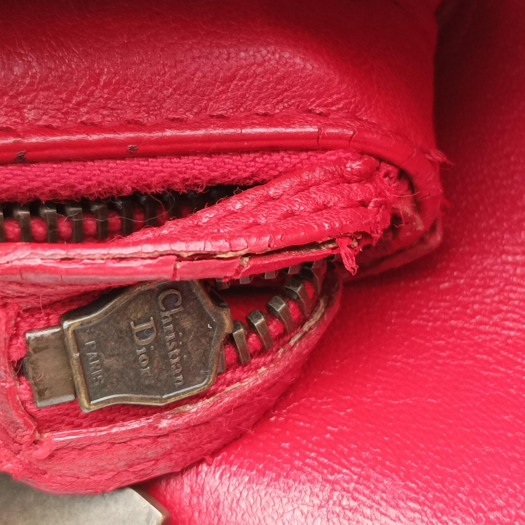 Vintage Christian Dior Plisse Red lambskin  handbag | stylenewstar
