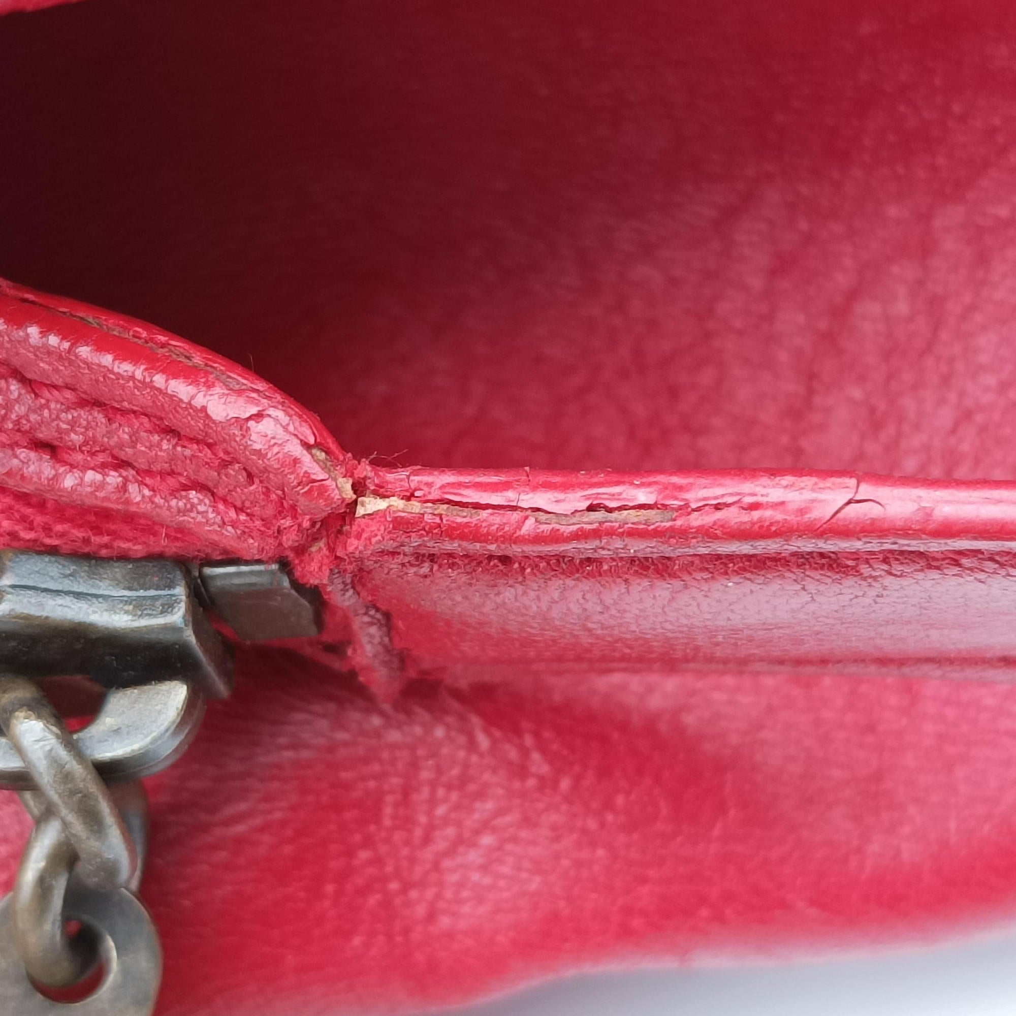 Vintage Christian Dior Plisse Red lambskin  handbag | stylenewstar