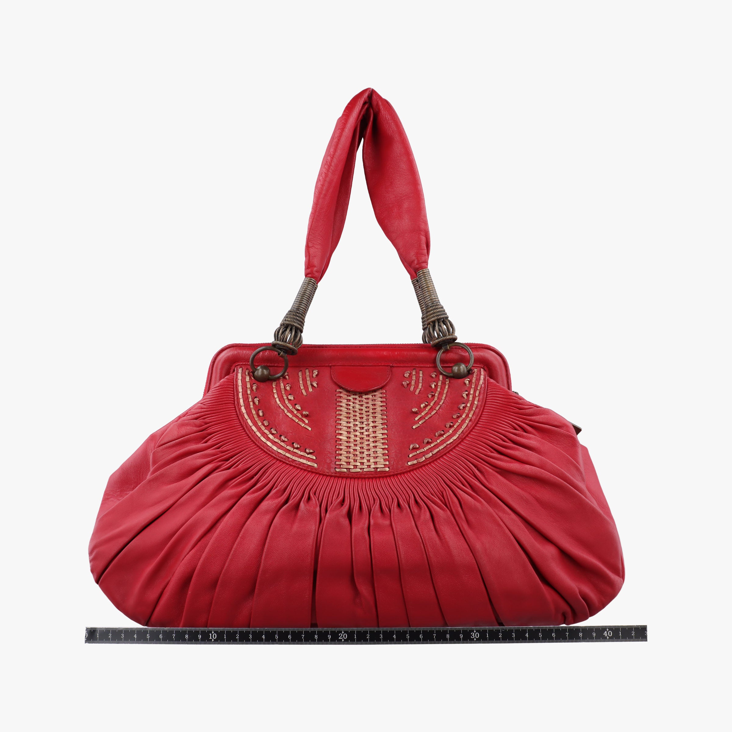 Vintage Christian Dior Plisse Red lambskin  handbag | stylenewstar