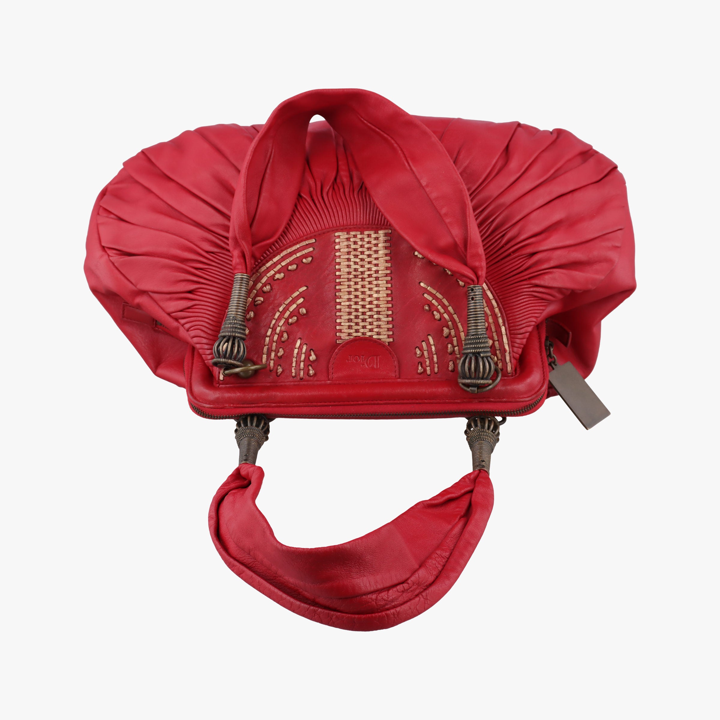 Vintage Christian Dior Plisse Red lambskin  handbag | stylenewstar