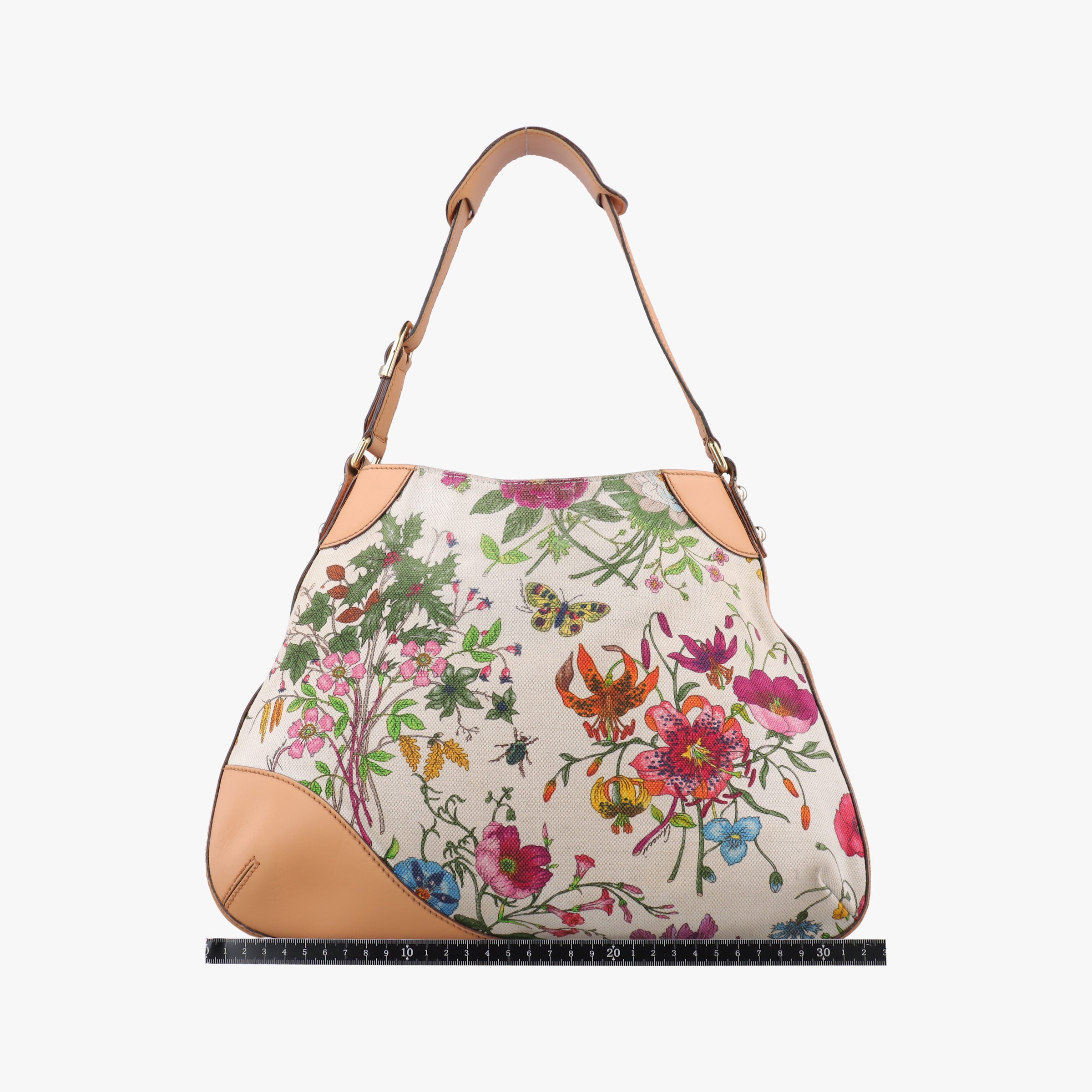 Pre-owned Gucci Horsebit Hobo Ivory×Pink×Multicolor canvas×leather 137388 shoulderbag | stylenewstar