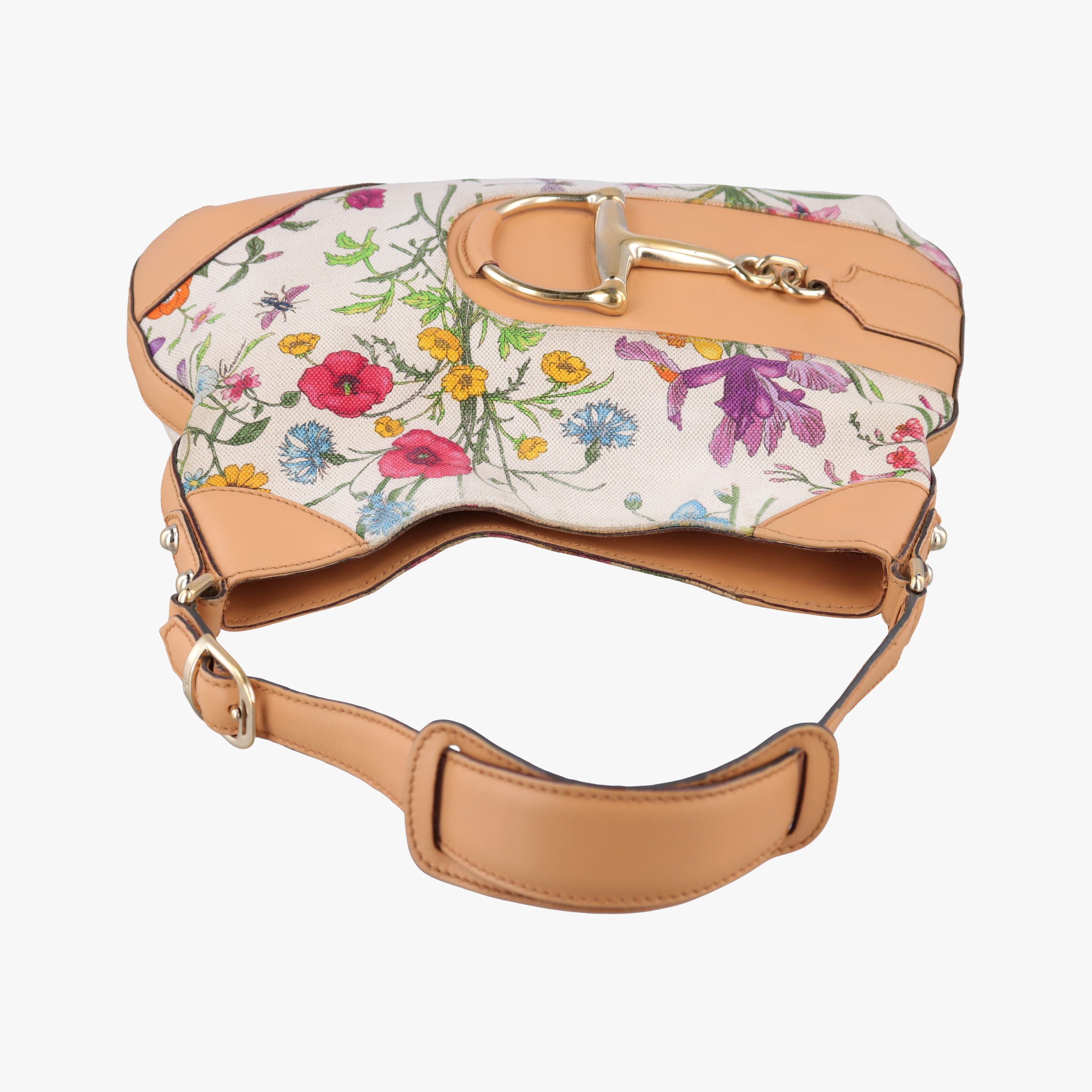 Pre-owned Gucci Horsebit Hobo Ivory×Pink×Multicolor canvas×leather 137388 shoulderbag | stylenewstar