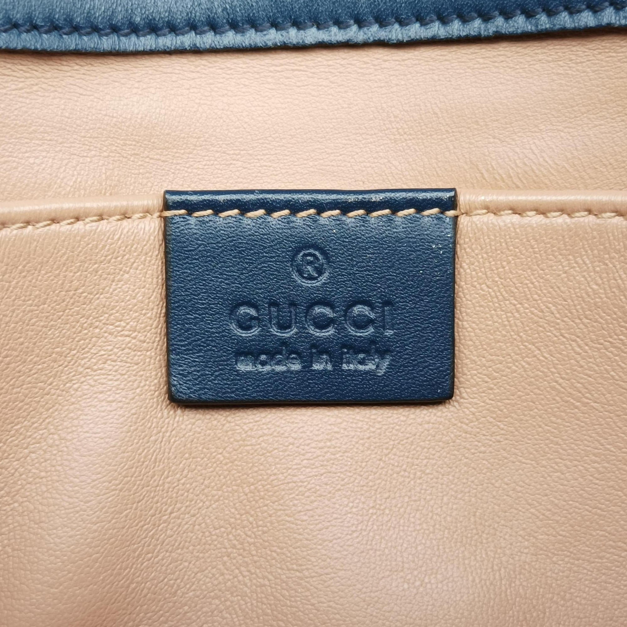 Pre-owned Gucci Queen Margaret Navy Leather 453778 shoulderbag | stylenewstar